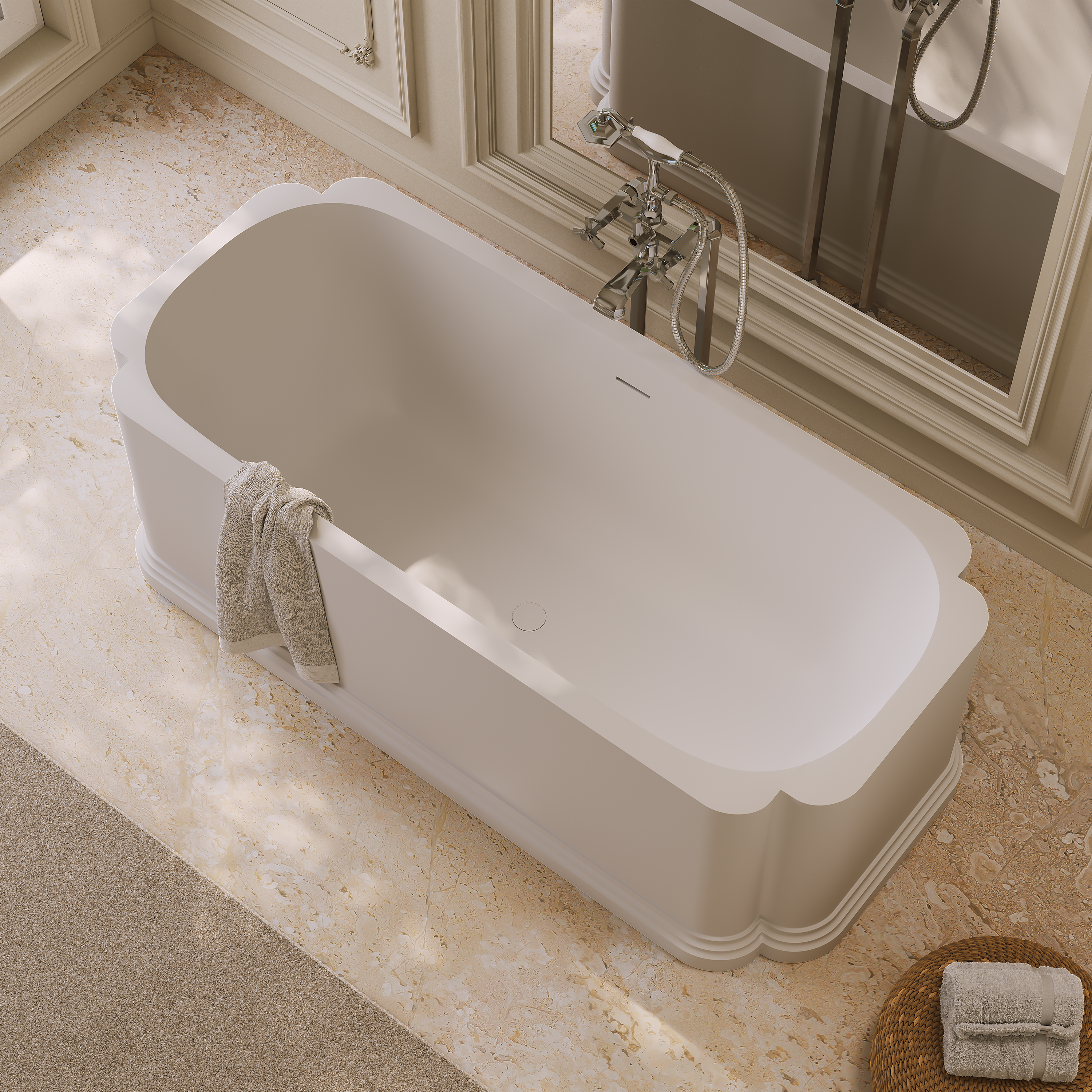 Hampton White Freestanding Stone Bath 1756mm