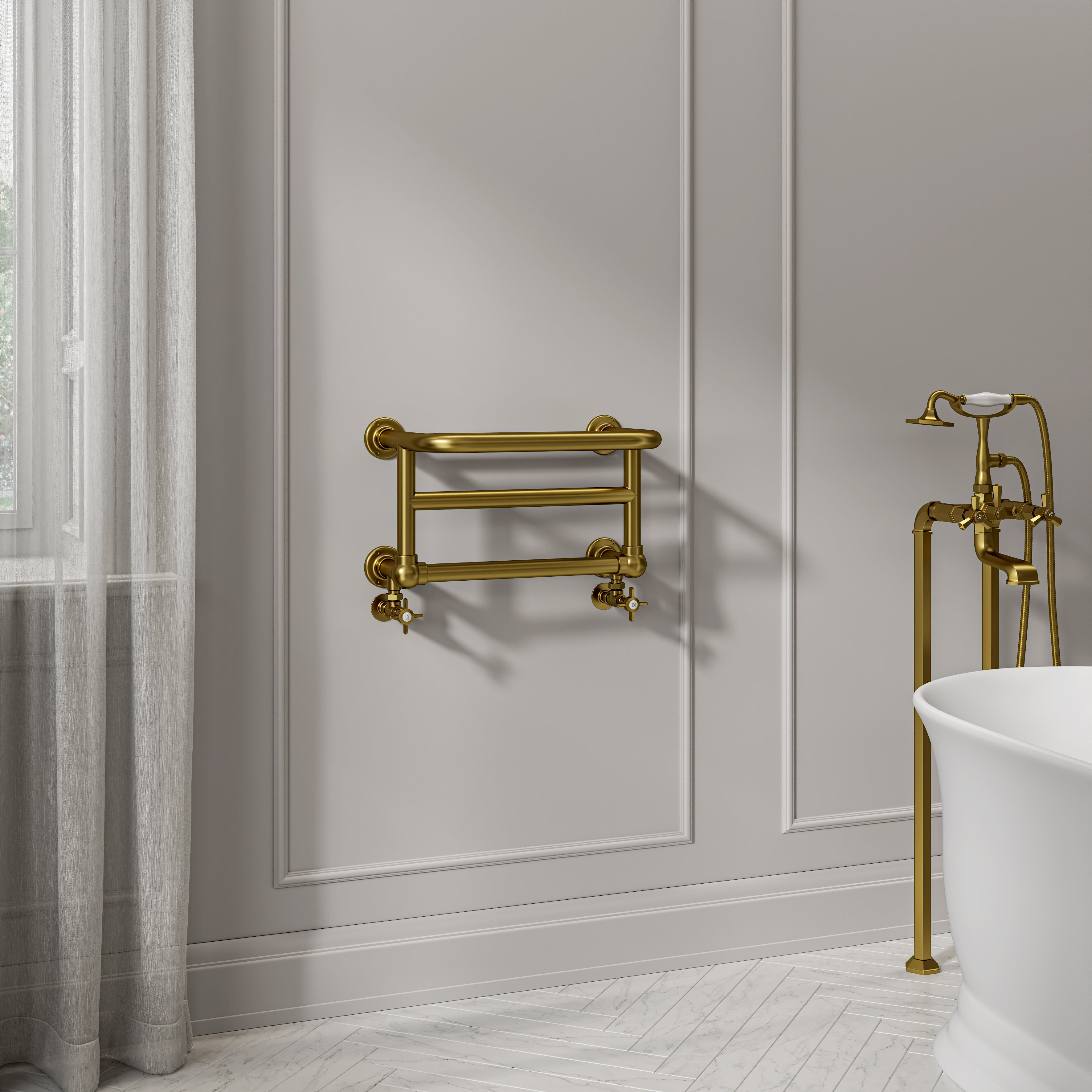 Henderson Traditional Towel Warmer Radiator Brushed Gold