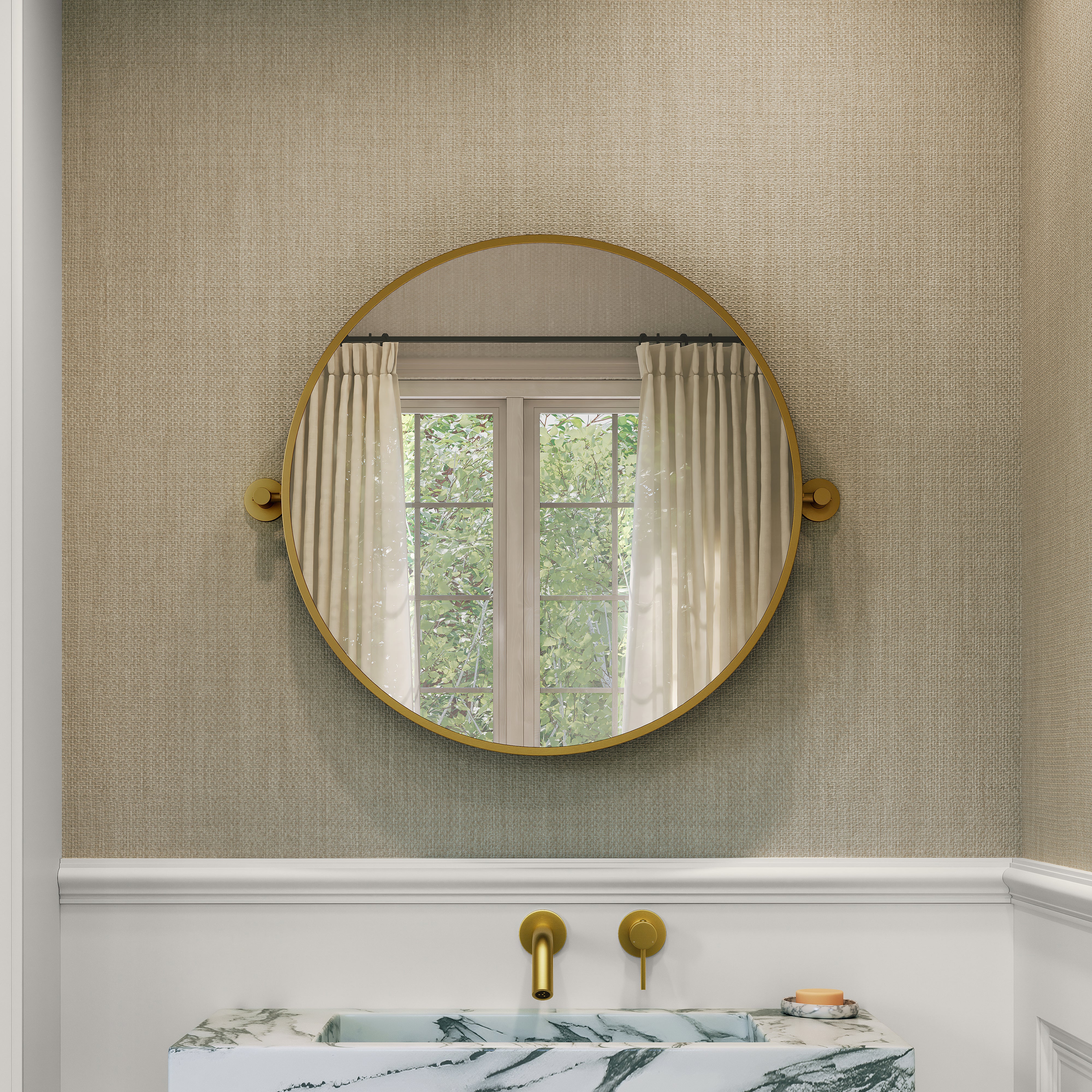 Kempton Pivot Mirror Brushed Gold 600mm