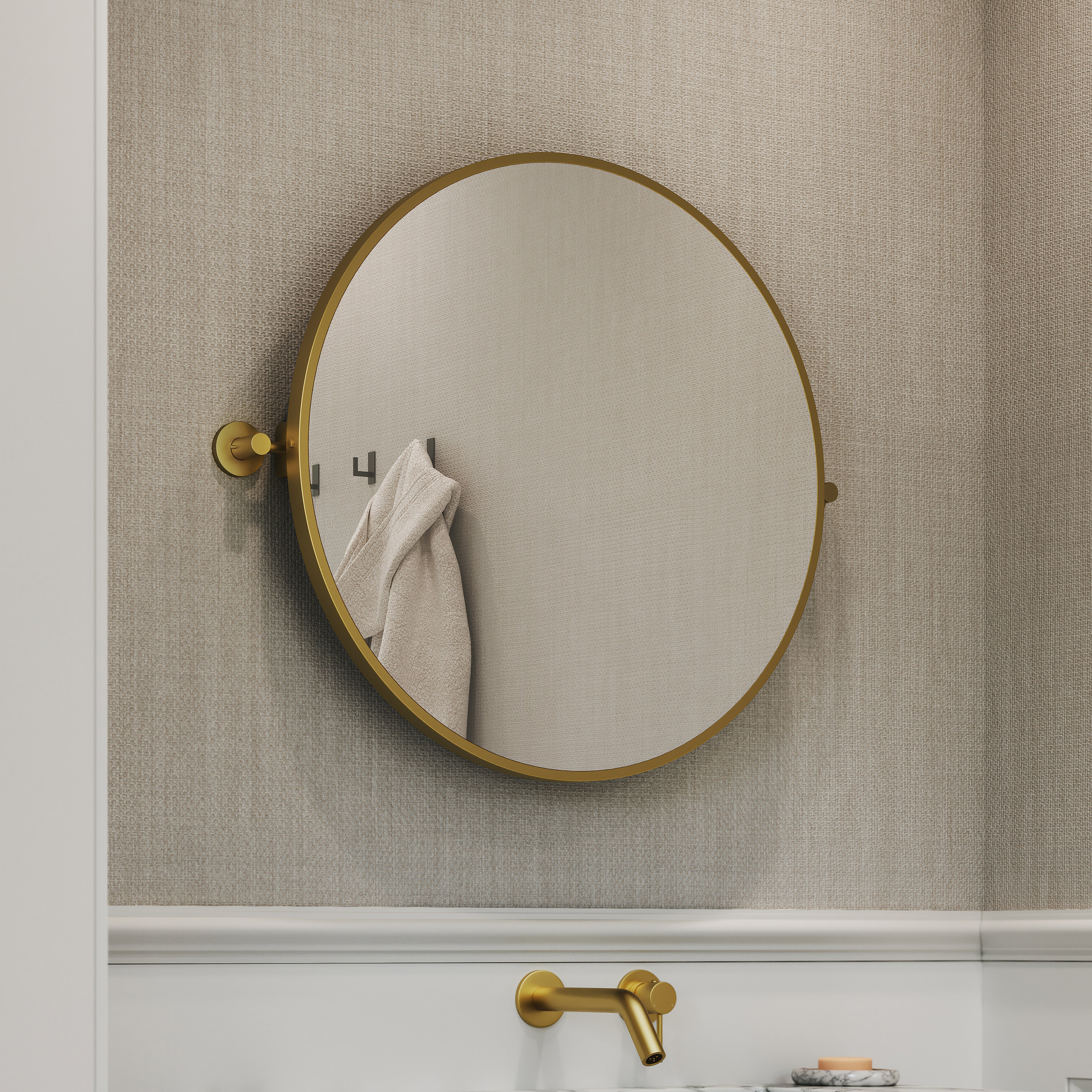 Kempton Pivot Mirror Brushed Gold 600mm