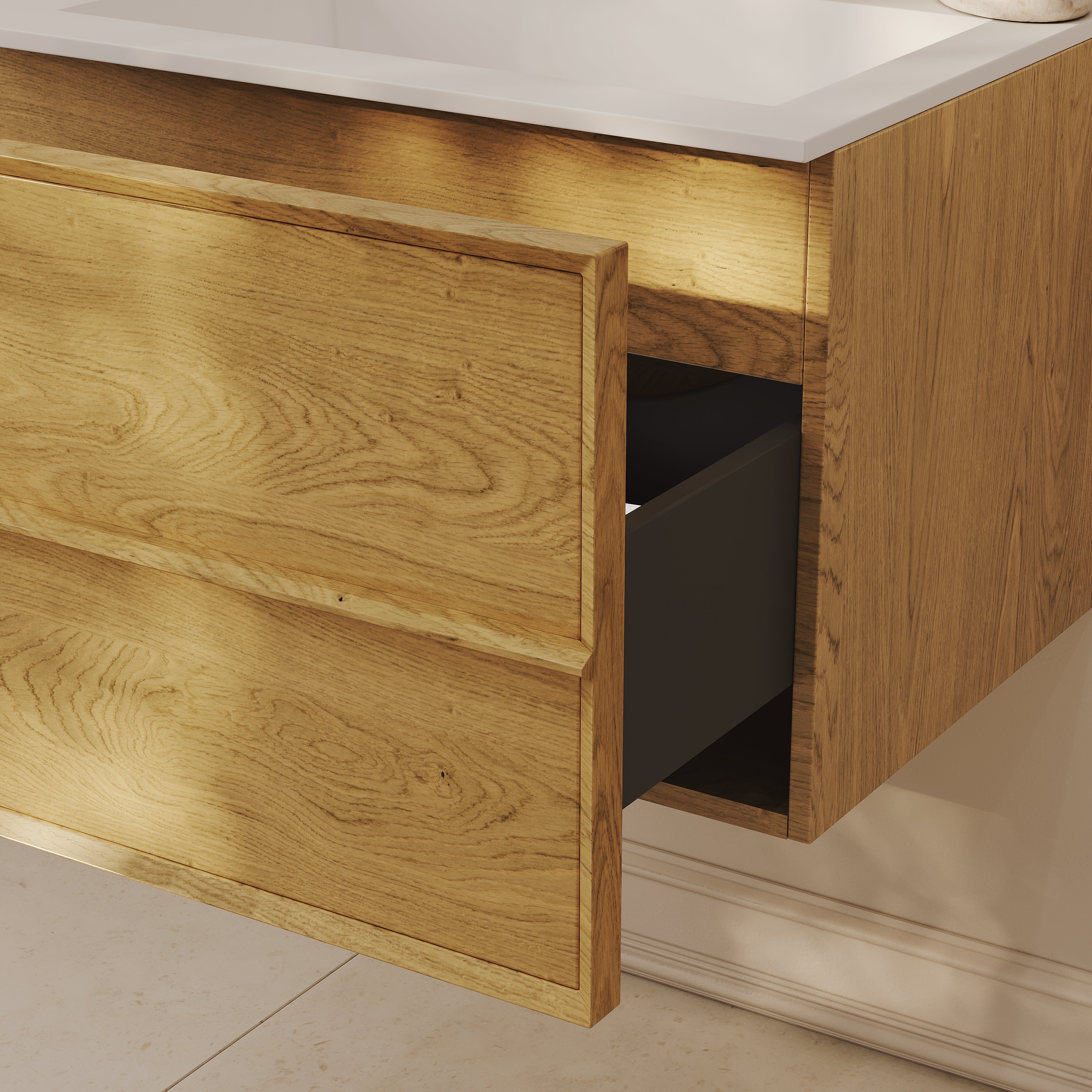 Kingham Vanity Unit with Stone Basin (Cedar 600mm)