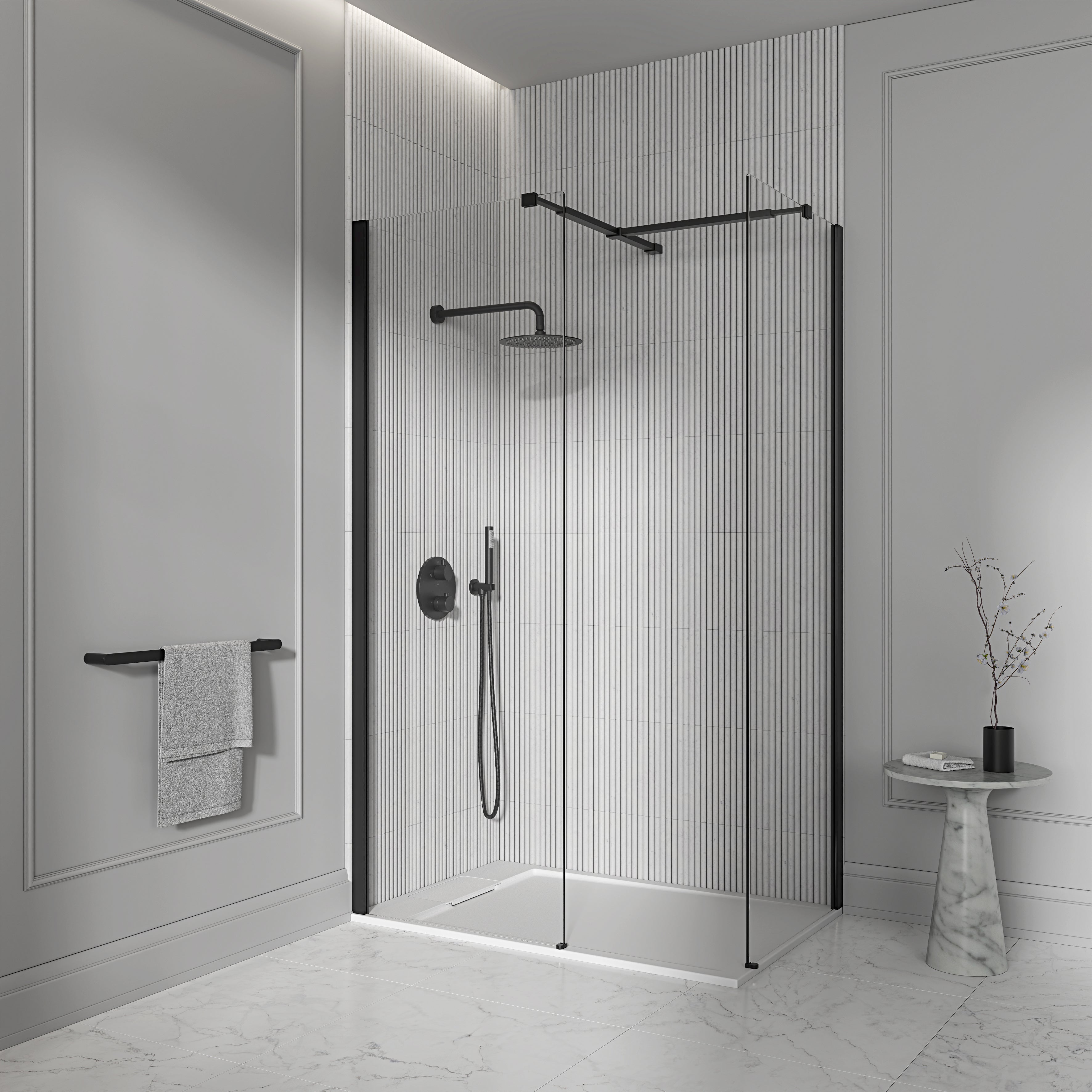 Avant Complete Walk in Shower Enclosure Matte Black - Kit B