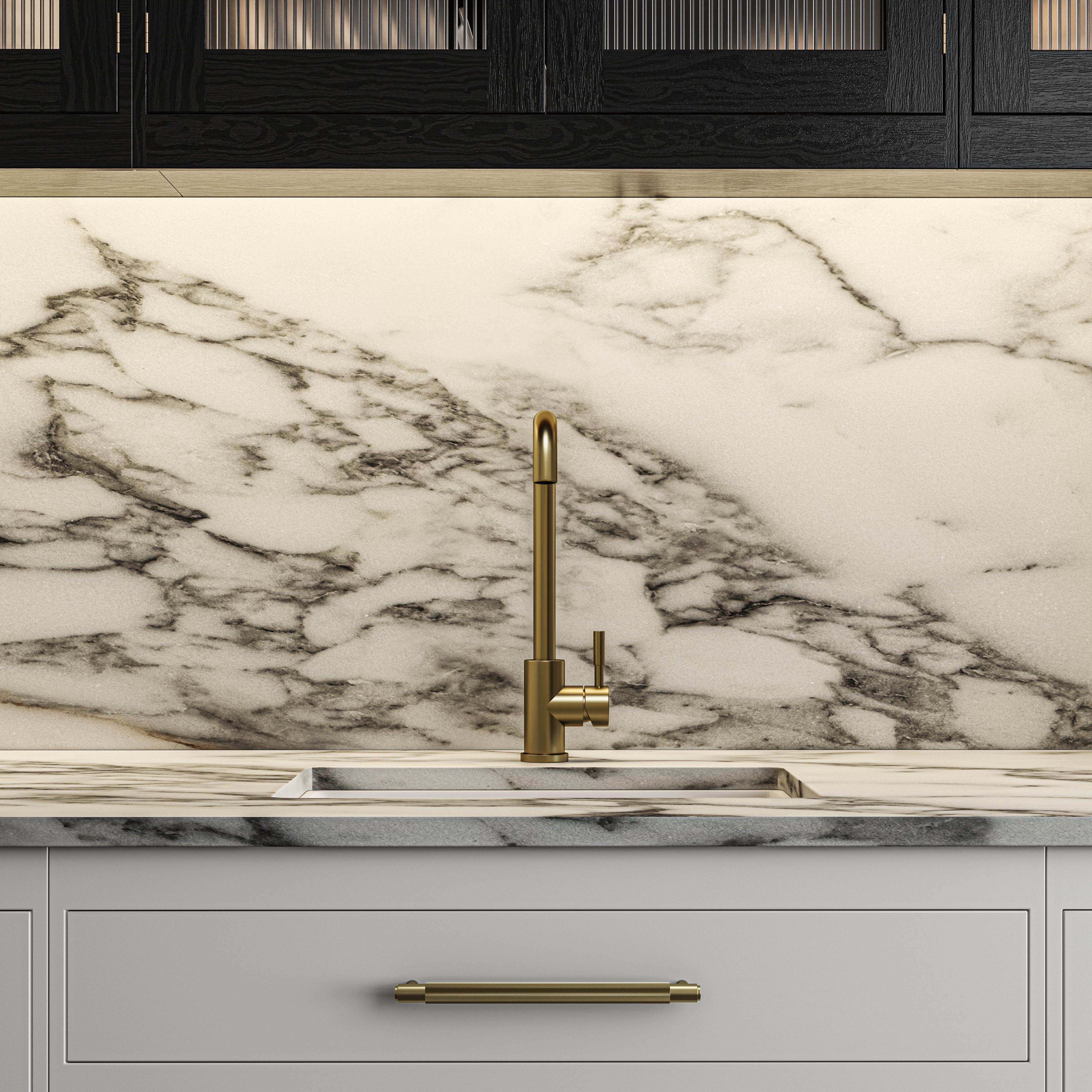 Harrow Single Lever Square Kitchen Mixer Tap Brushed Gold