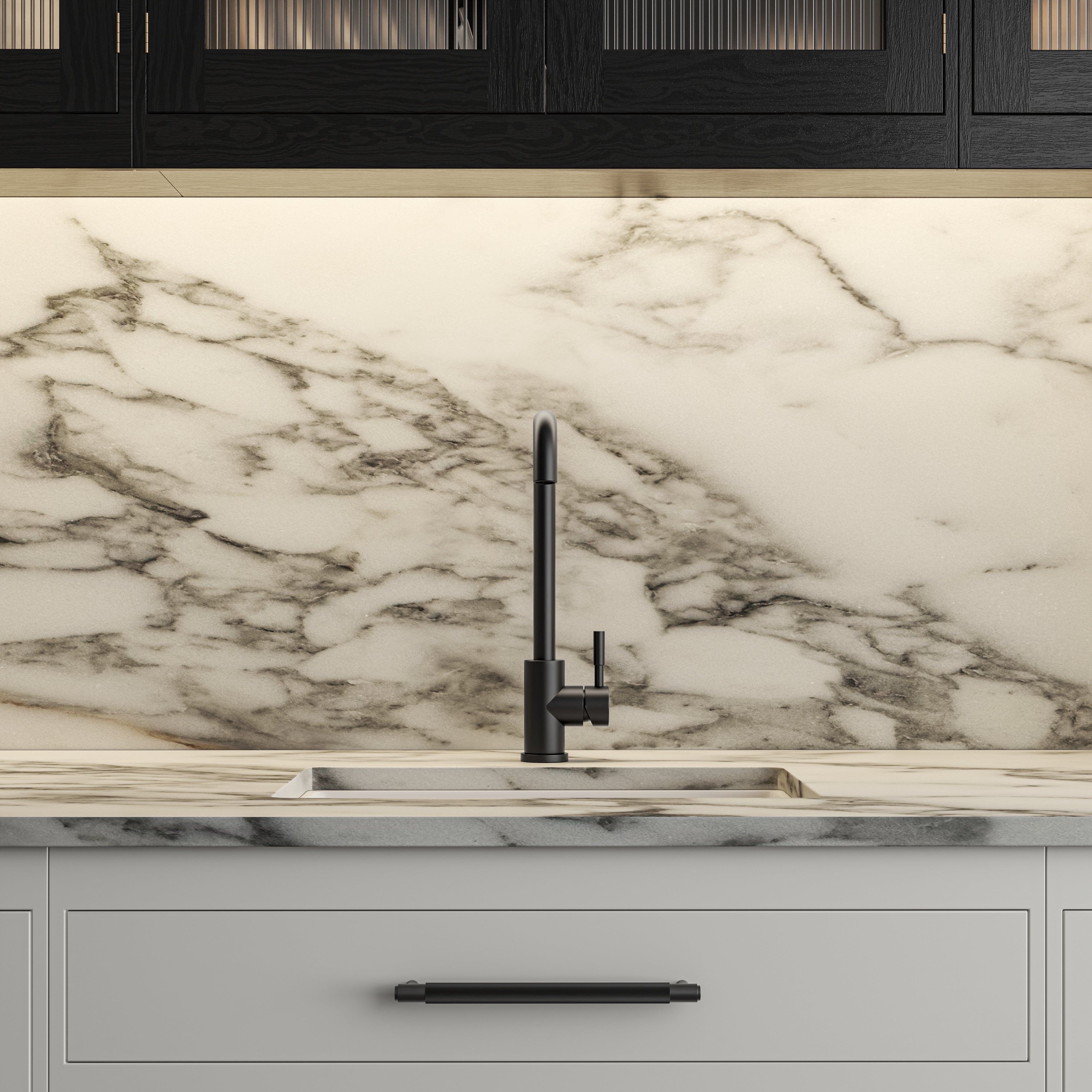 Harrow Single Lever Square Kitchen Mixer Tap Matte Black
