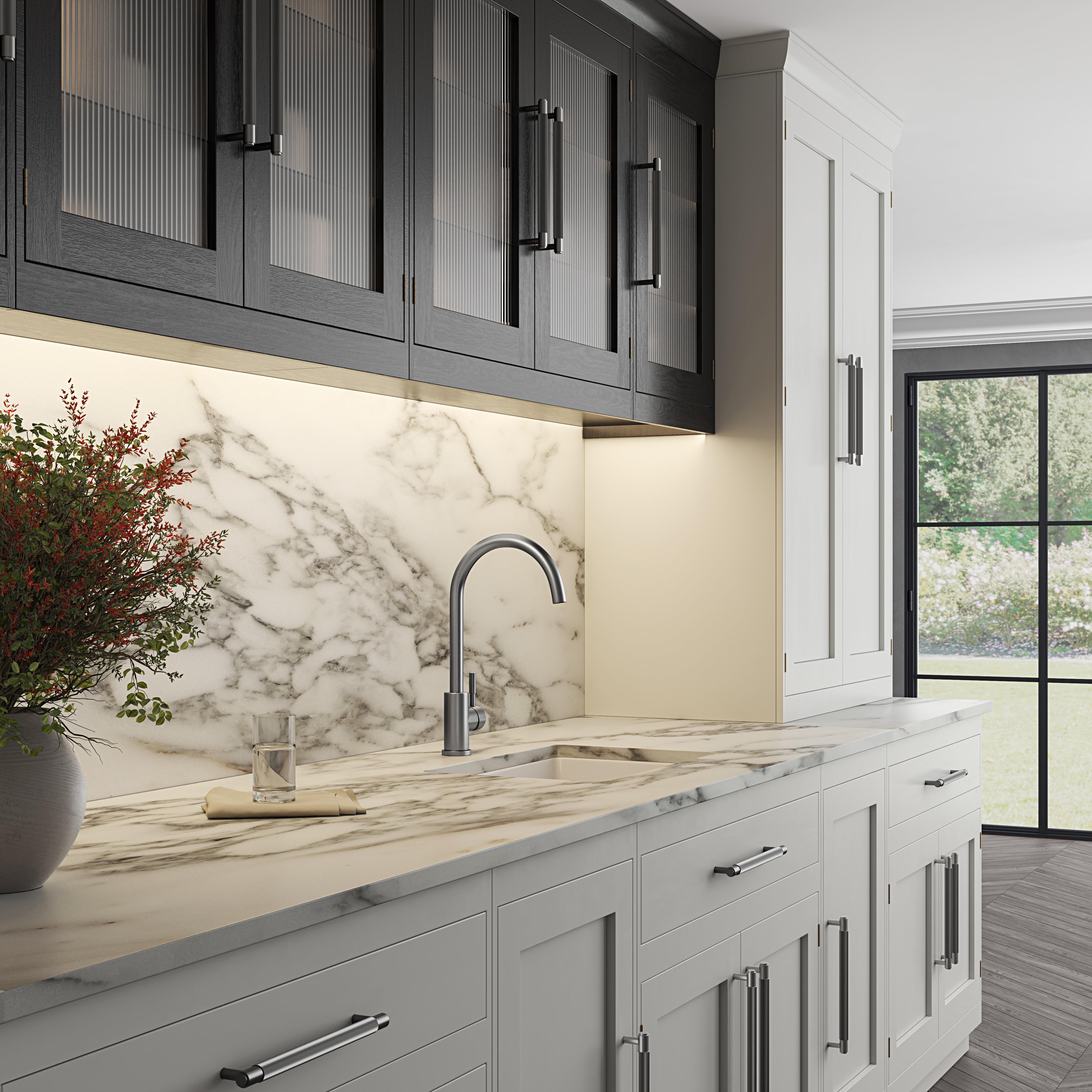 Fulham Single Lever Swan Kitchen Mixer Tap Brushed Stainless