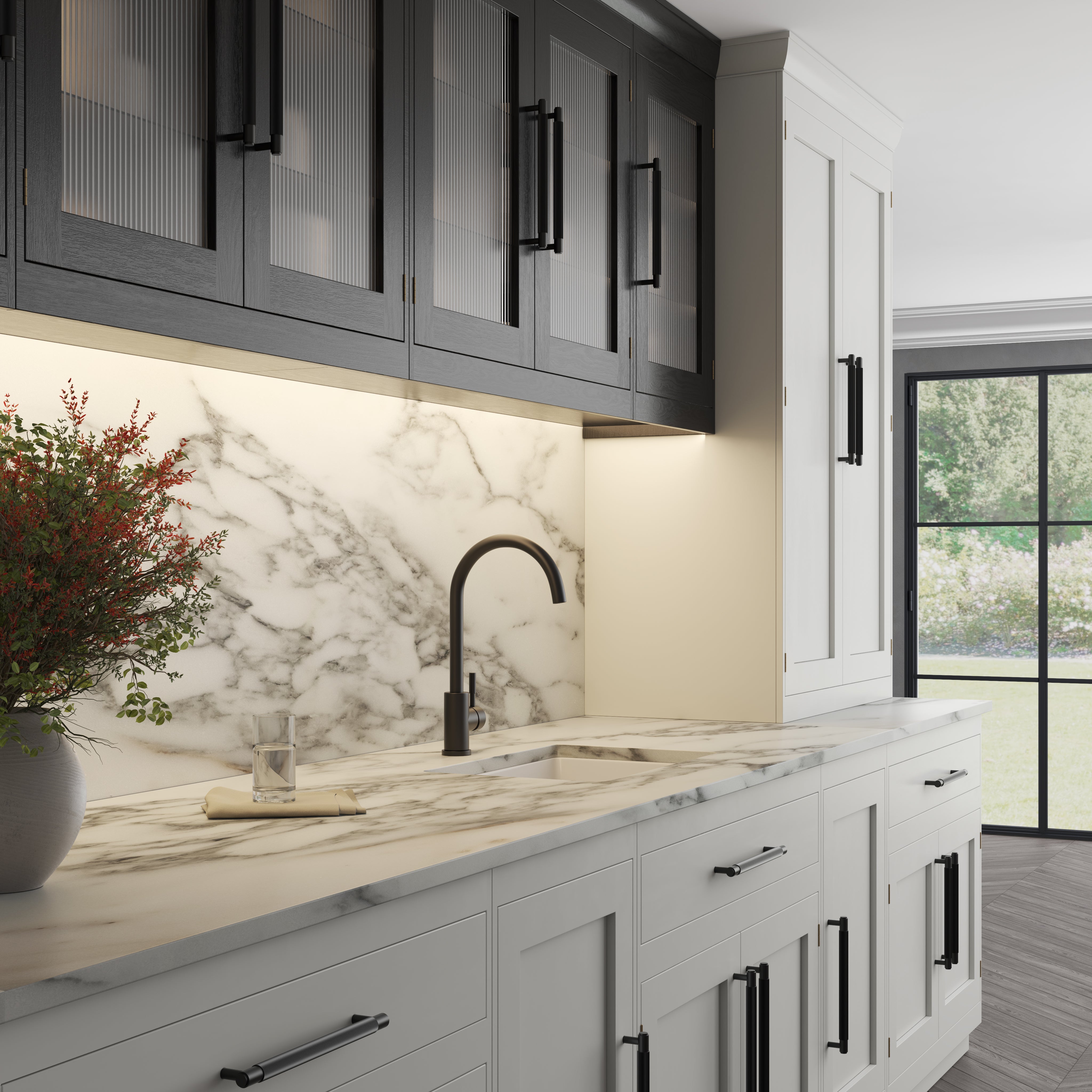 Fulham Single Lever Swan Kitchen Mixer Tap Matte Black