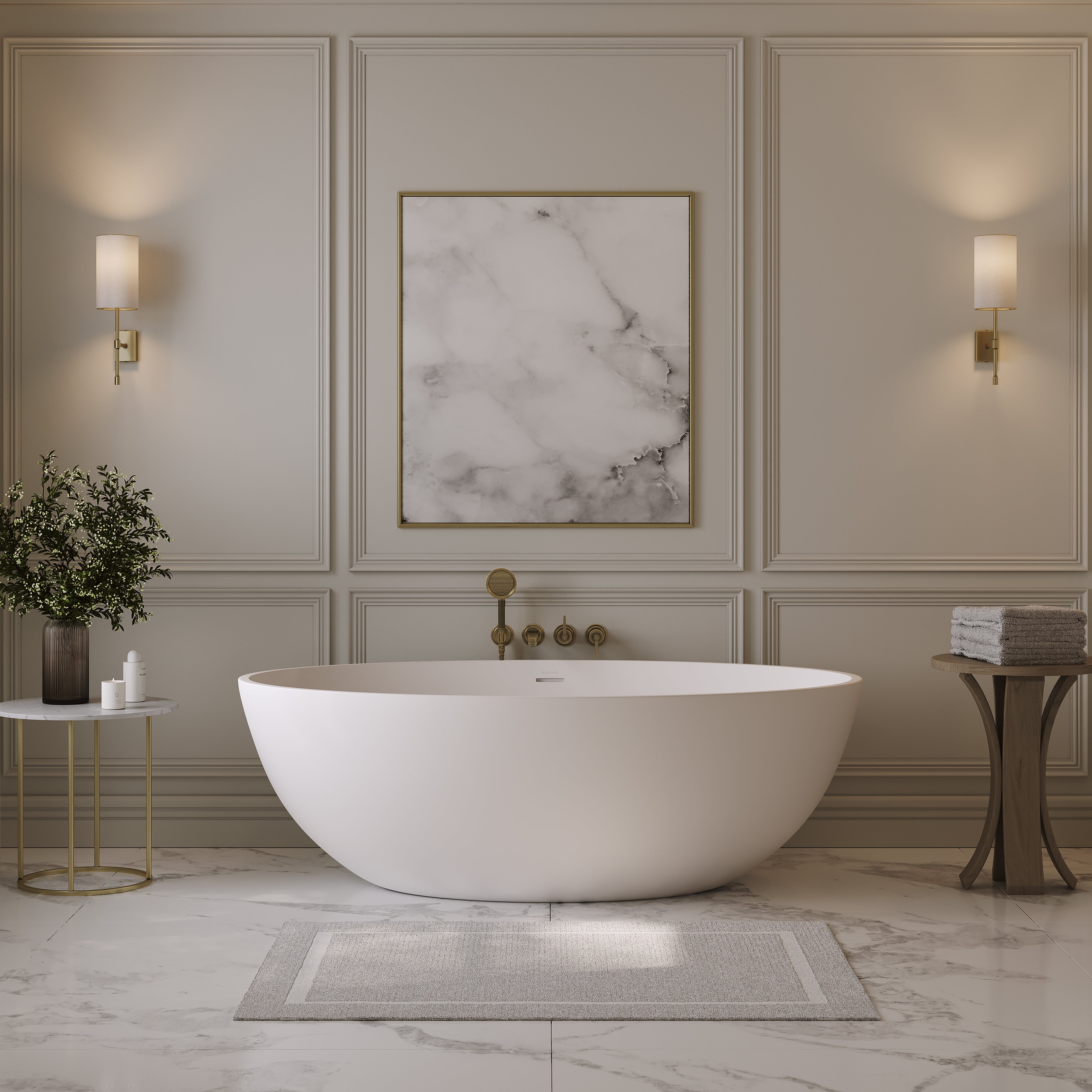 Langdon Freestanding White Stone Bath 1700mm
