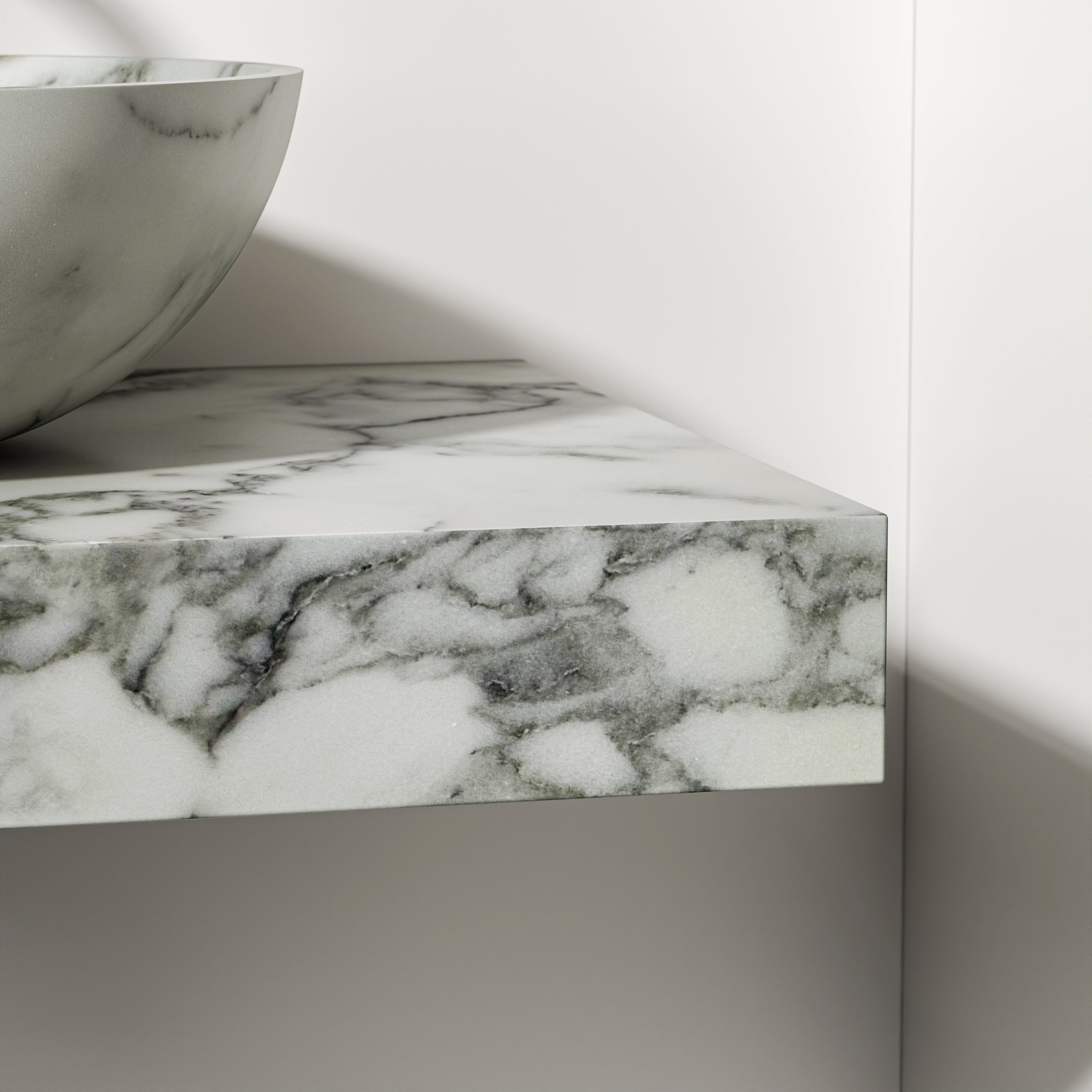 Arabescato Marble Wall Hung Countertop Basin Shelf 600mm