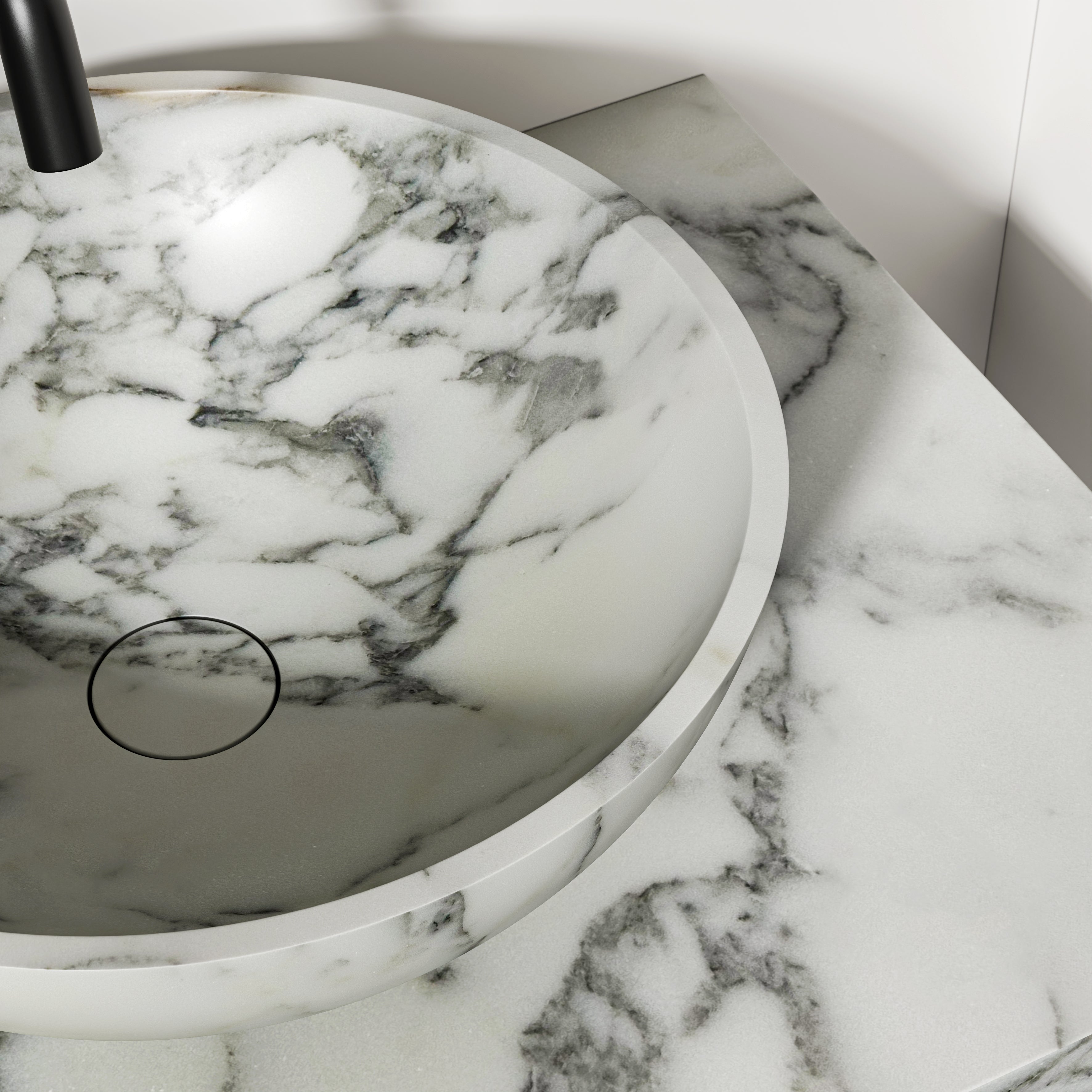 Arabescato Marble Wall Hung Countertop Basin Shelf 600mm