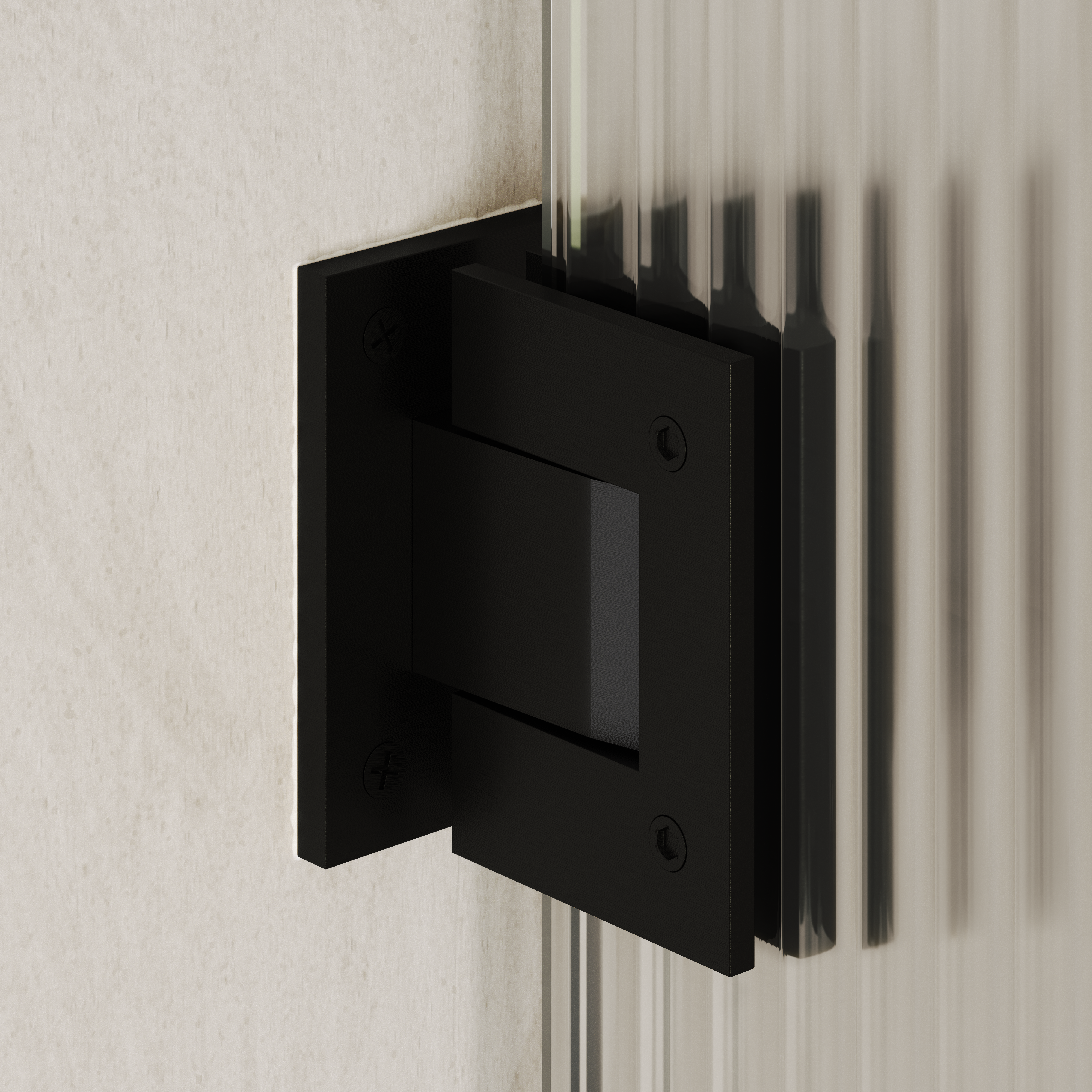 Sterling Reeded Frameless Bath Shower Screen 800mm with Matte Black Hinge