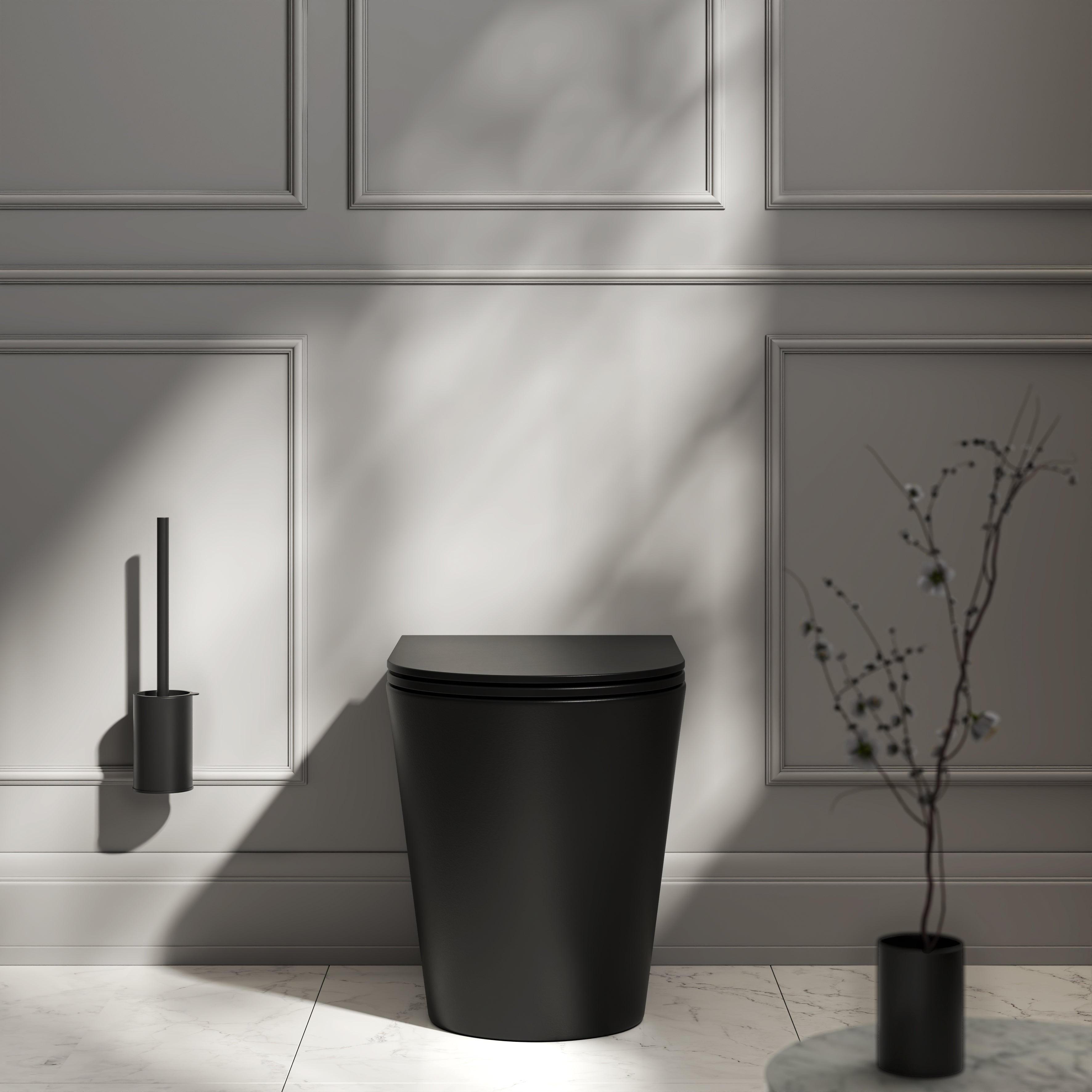 Nuvo Matte Black Back to Wall Rimless Toilet