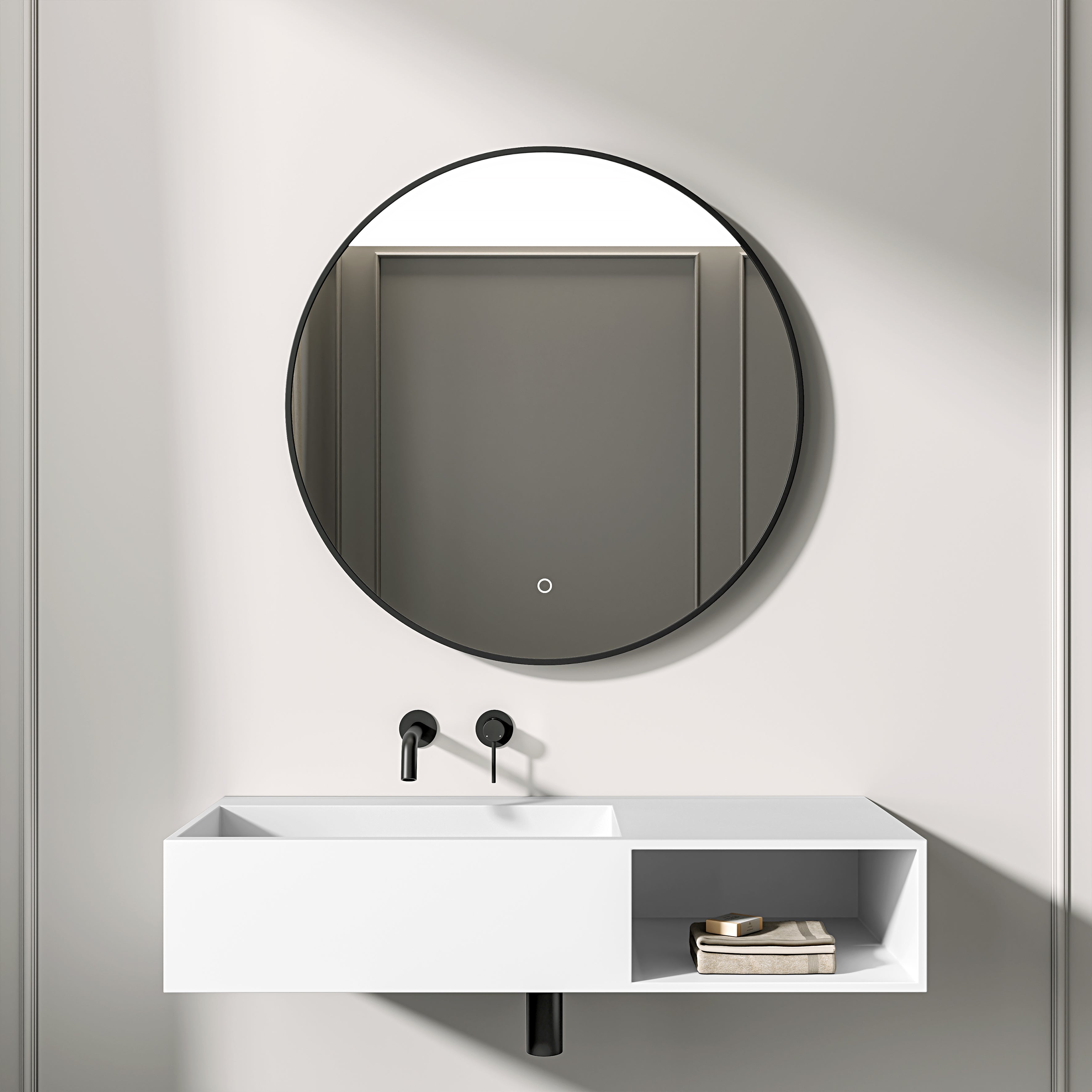 Cielo Mirror with Backlit LED & Demister Matte Black 1200mm