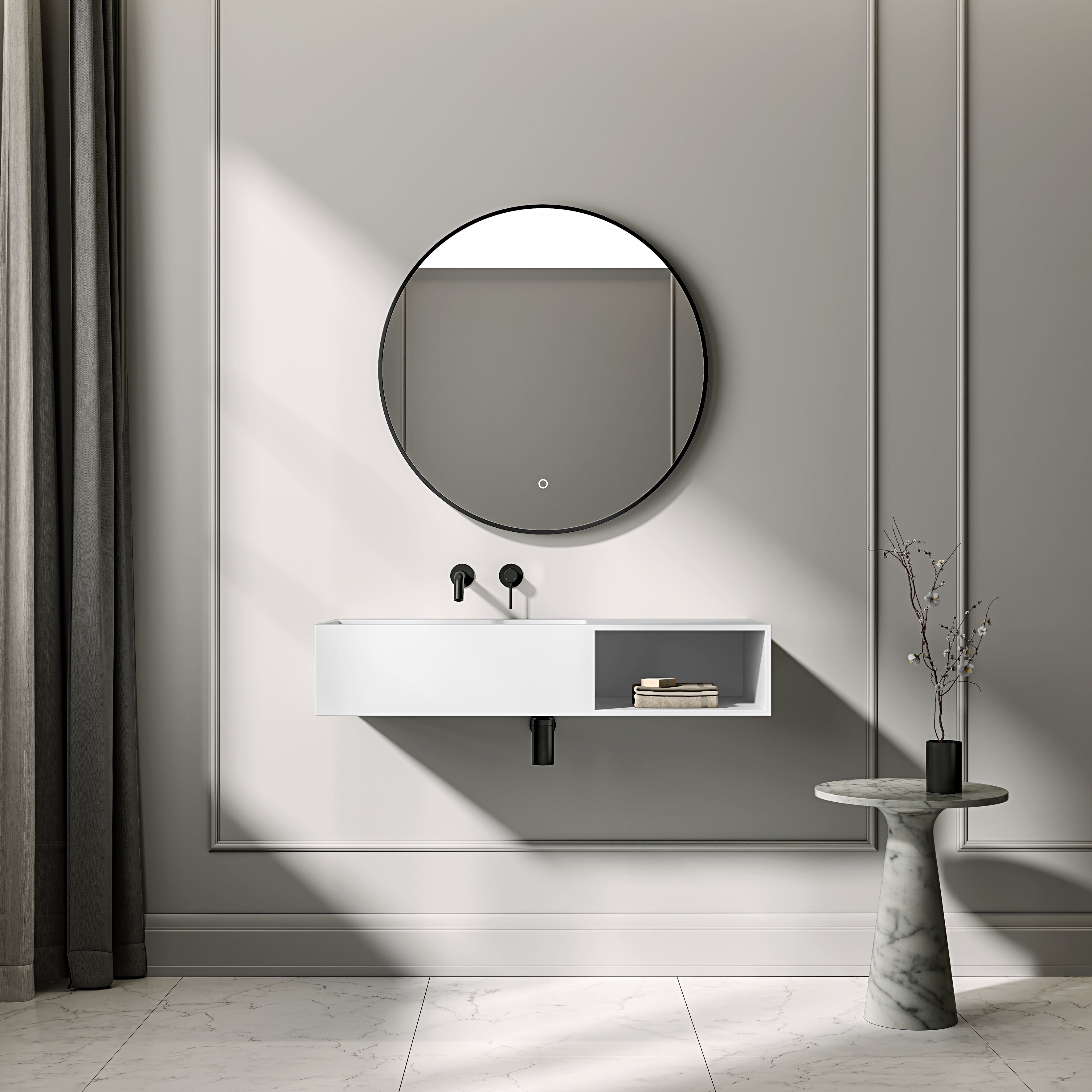 Cielo Mirror with Backlit LED & Demister Matte Black 1200mm