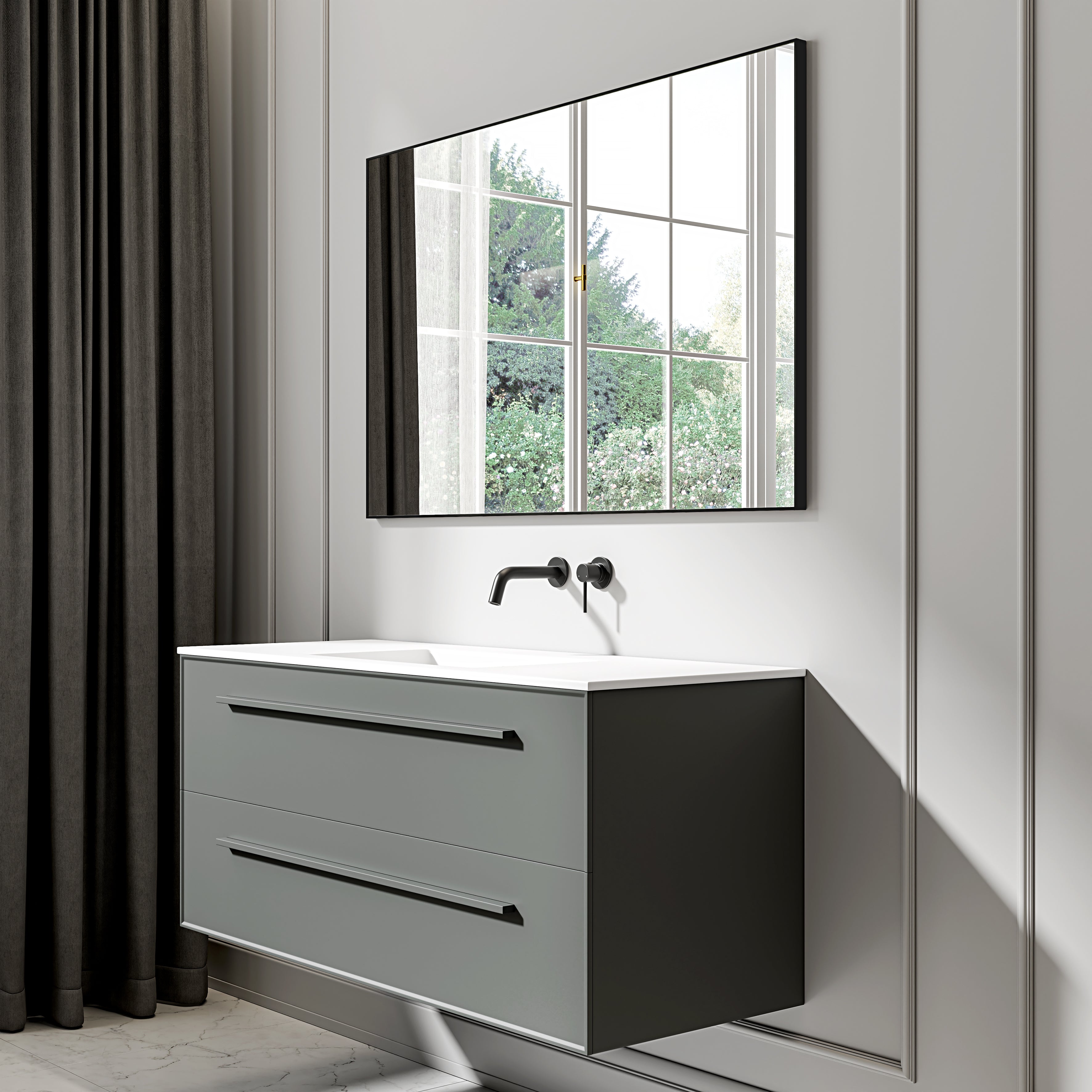 Nuvo Matte Black Mirror 1200mm