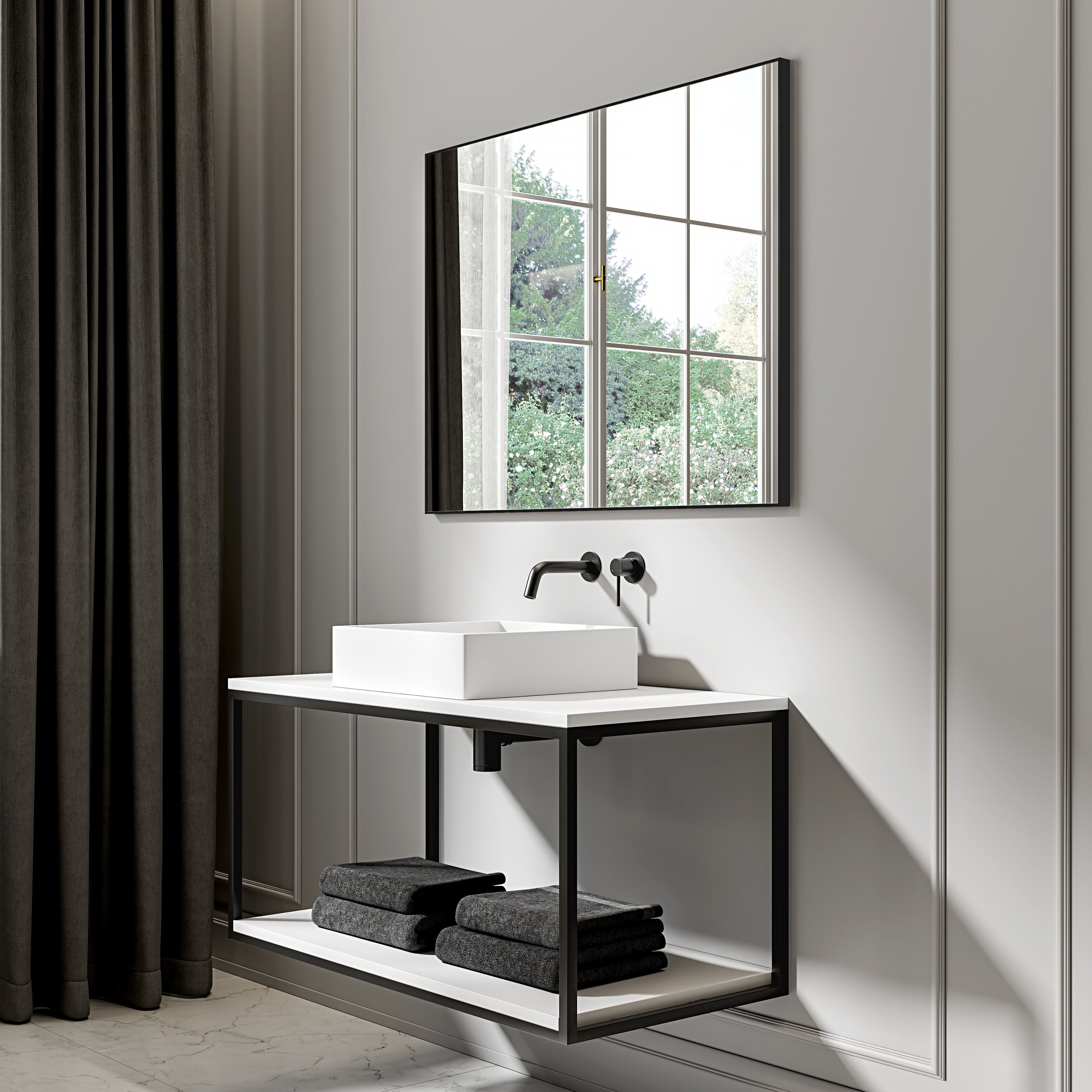 Nuvo Matte Black Mirror 1000mm