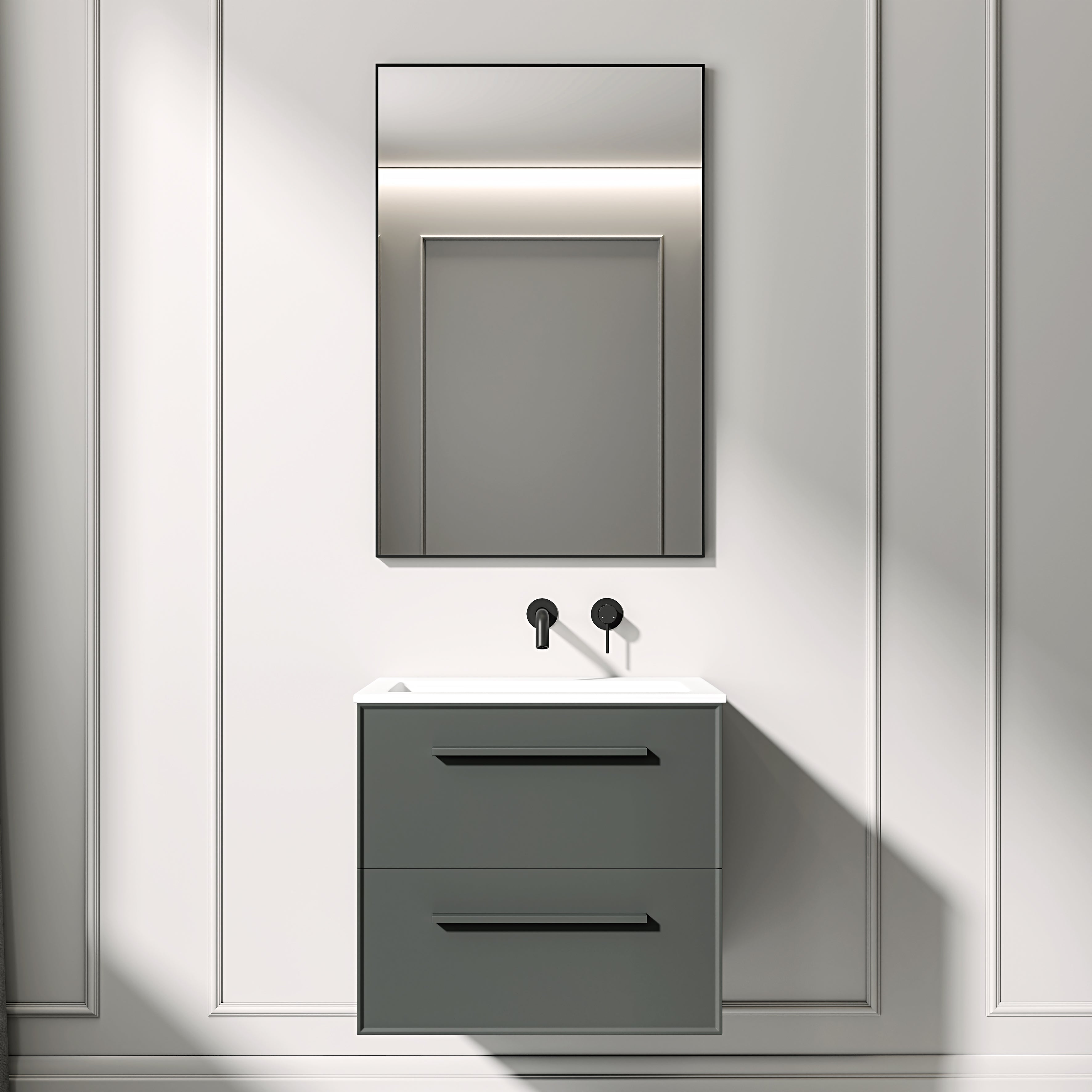 Nuvo Matte Black Mirror 600mm