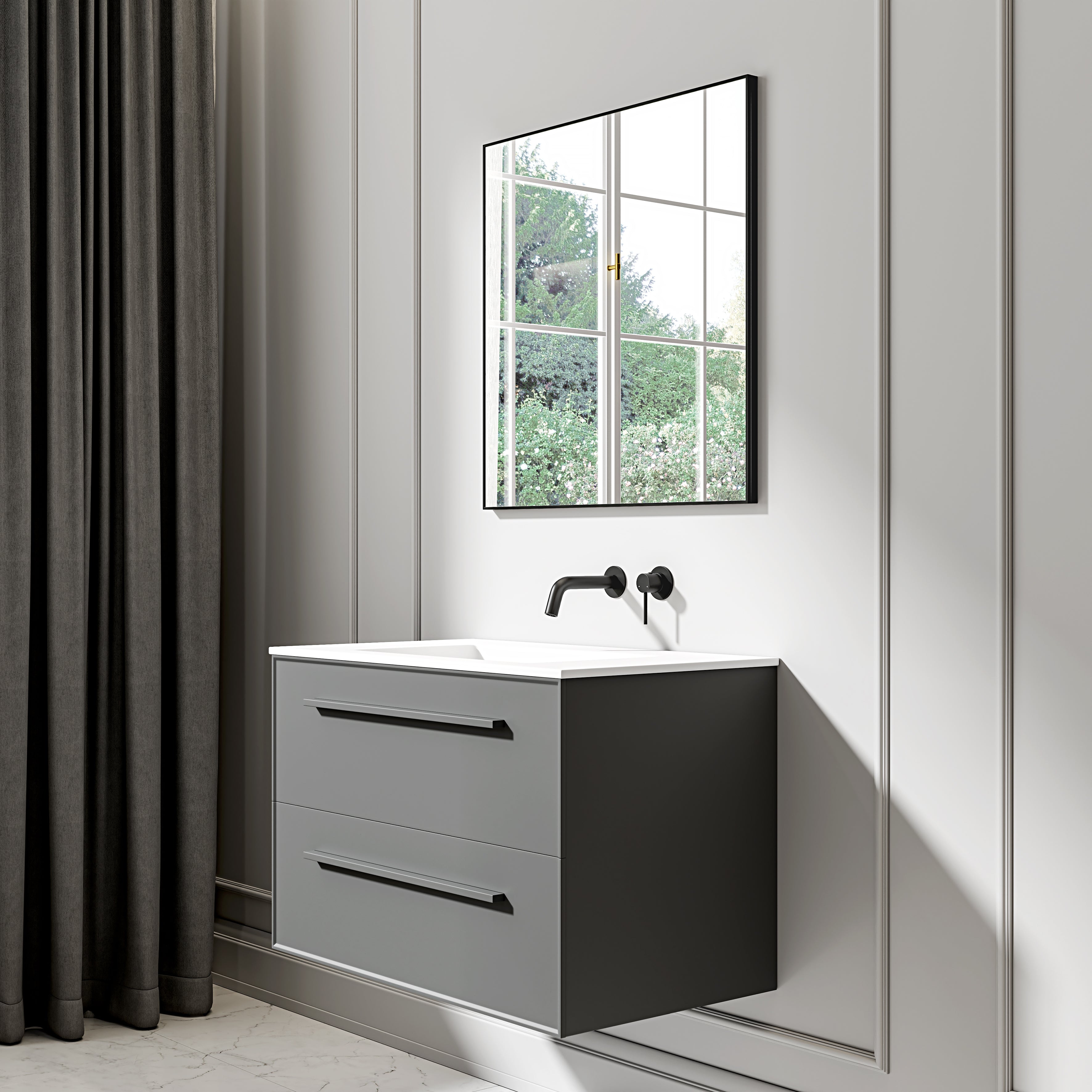 Nuvo Matte Black Mirror 700mm