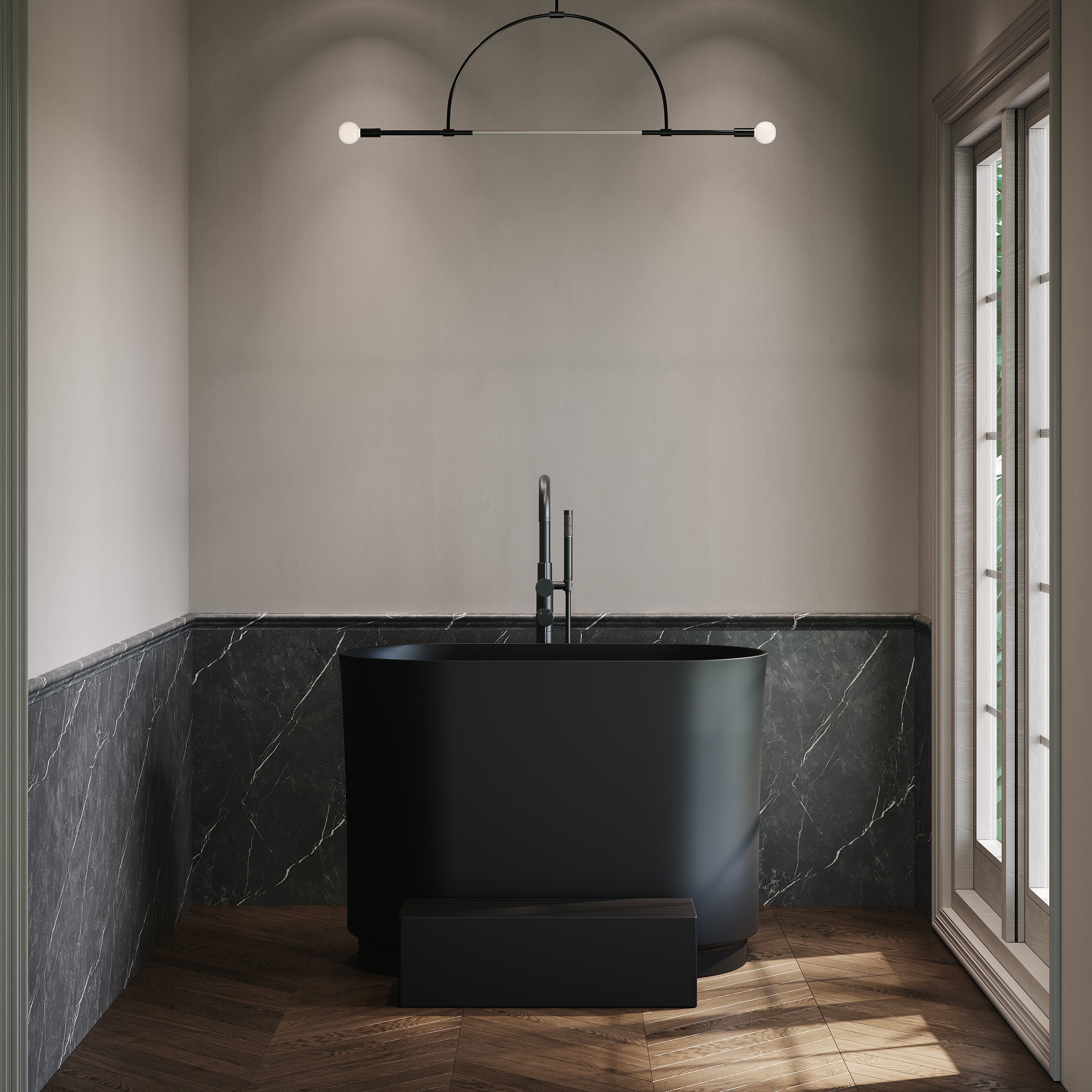 Nico Freestanding Japanese Soaking Bath Matte Black 1000mm