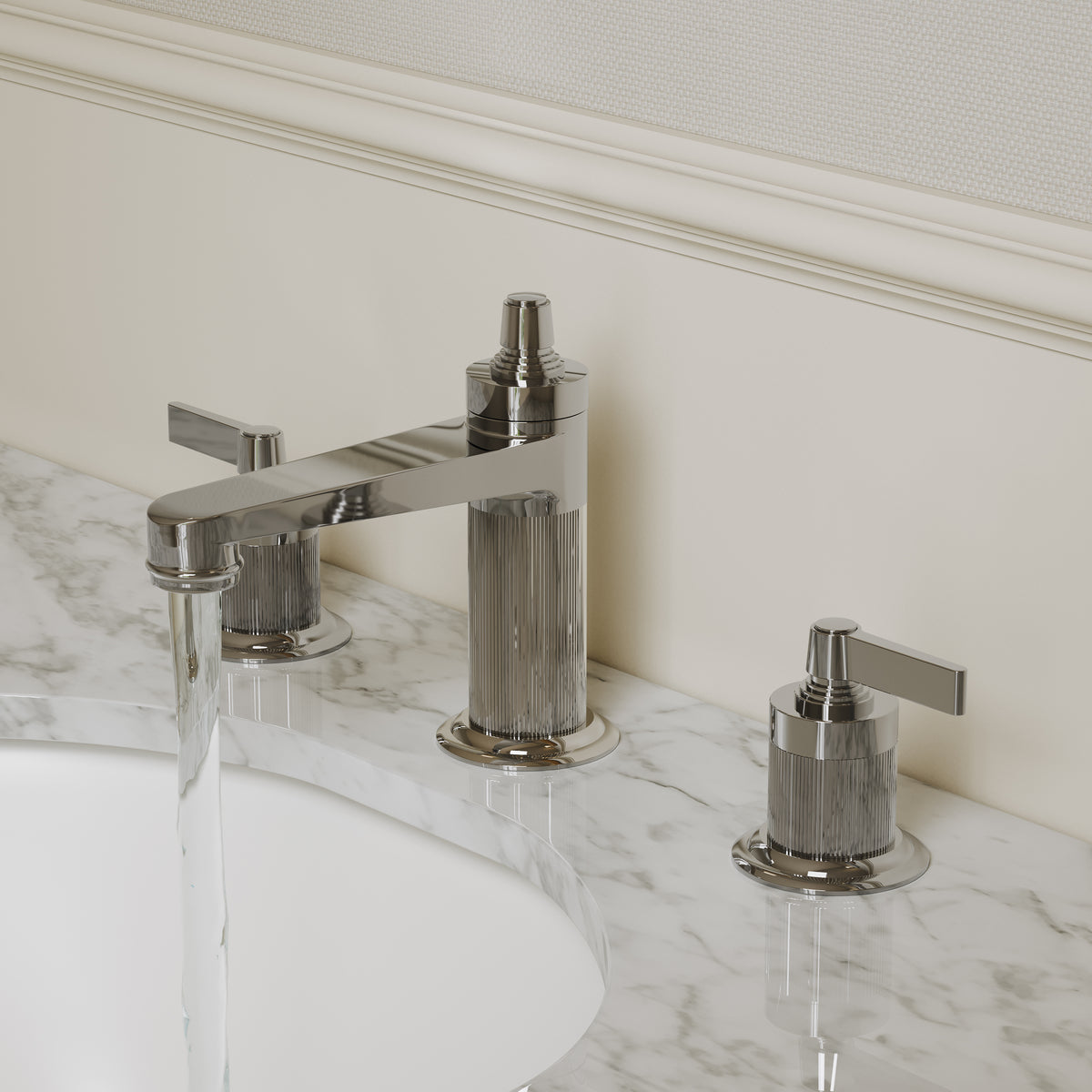 Pembury Polished Nickel 3 Hole Deck Mounted Basin Mixer Tap