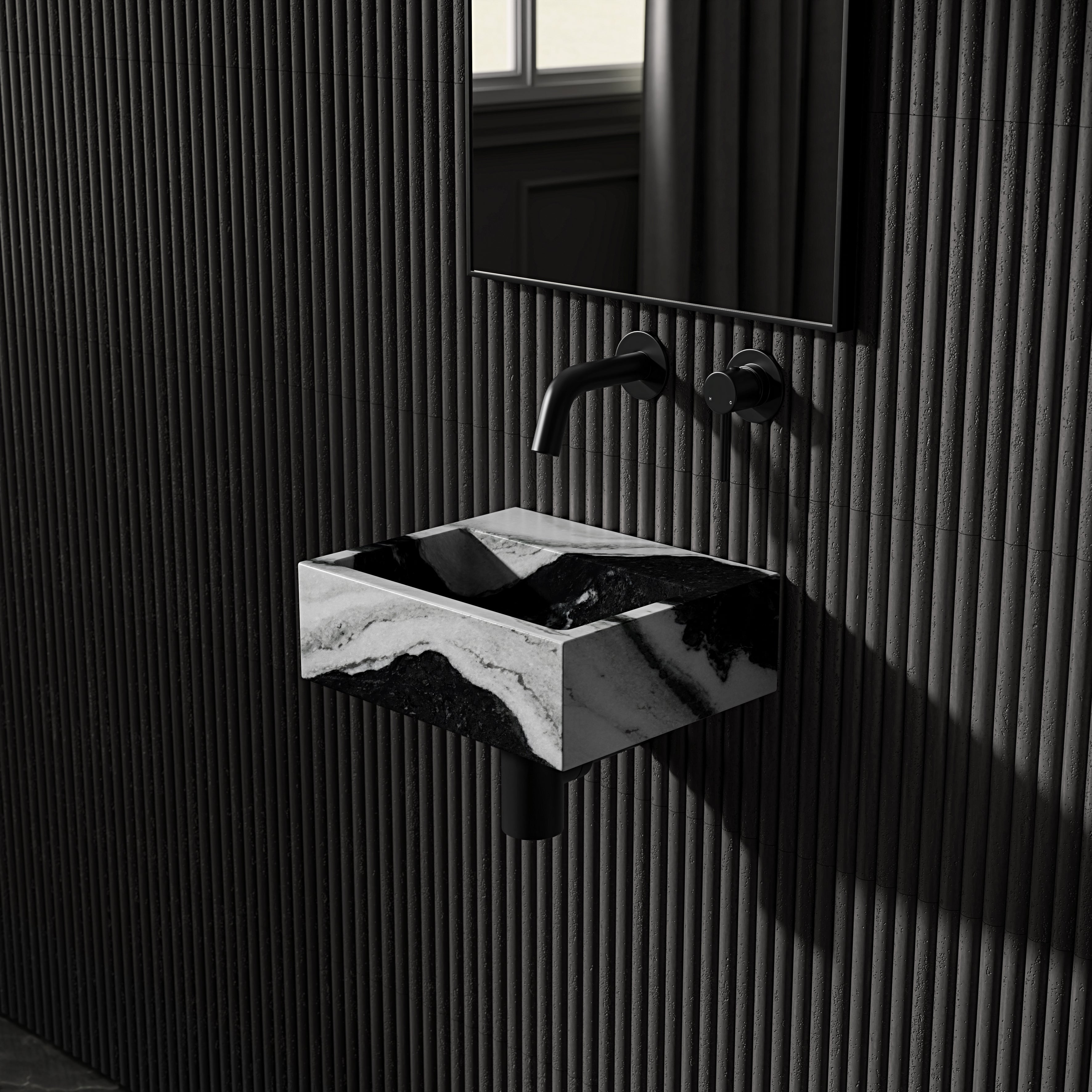 Nuvola Panda Marble Wall Hung Basin 300mm