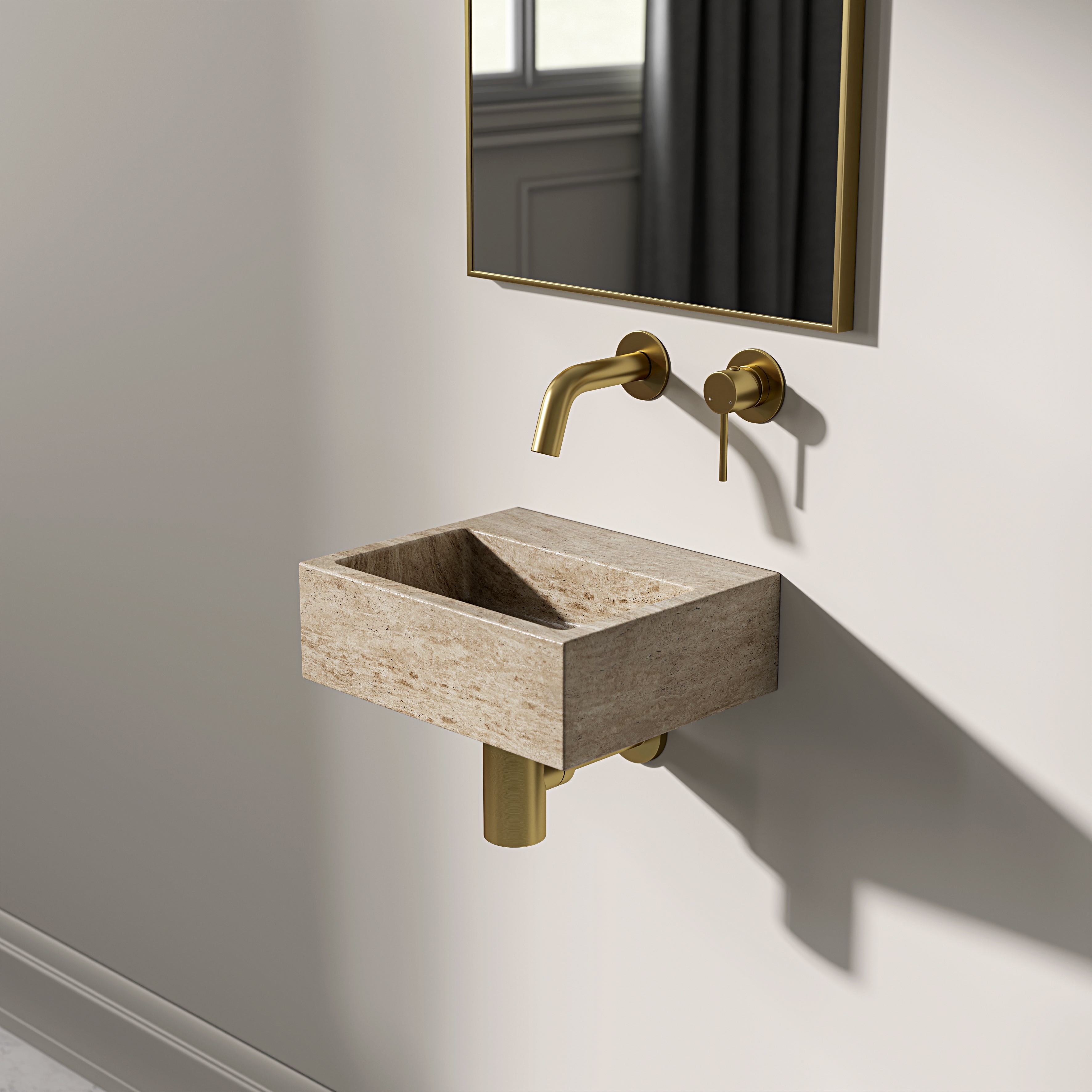 Nuvola Travertine Marble Wall Hung Basin 300mm
