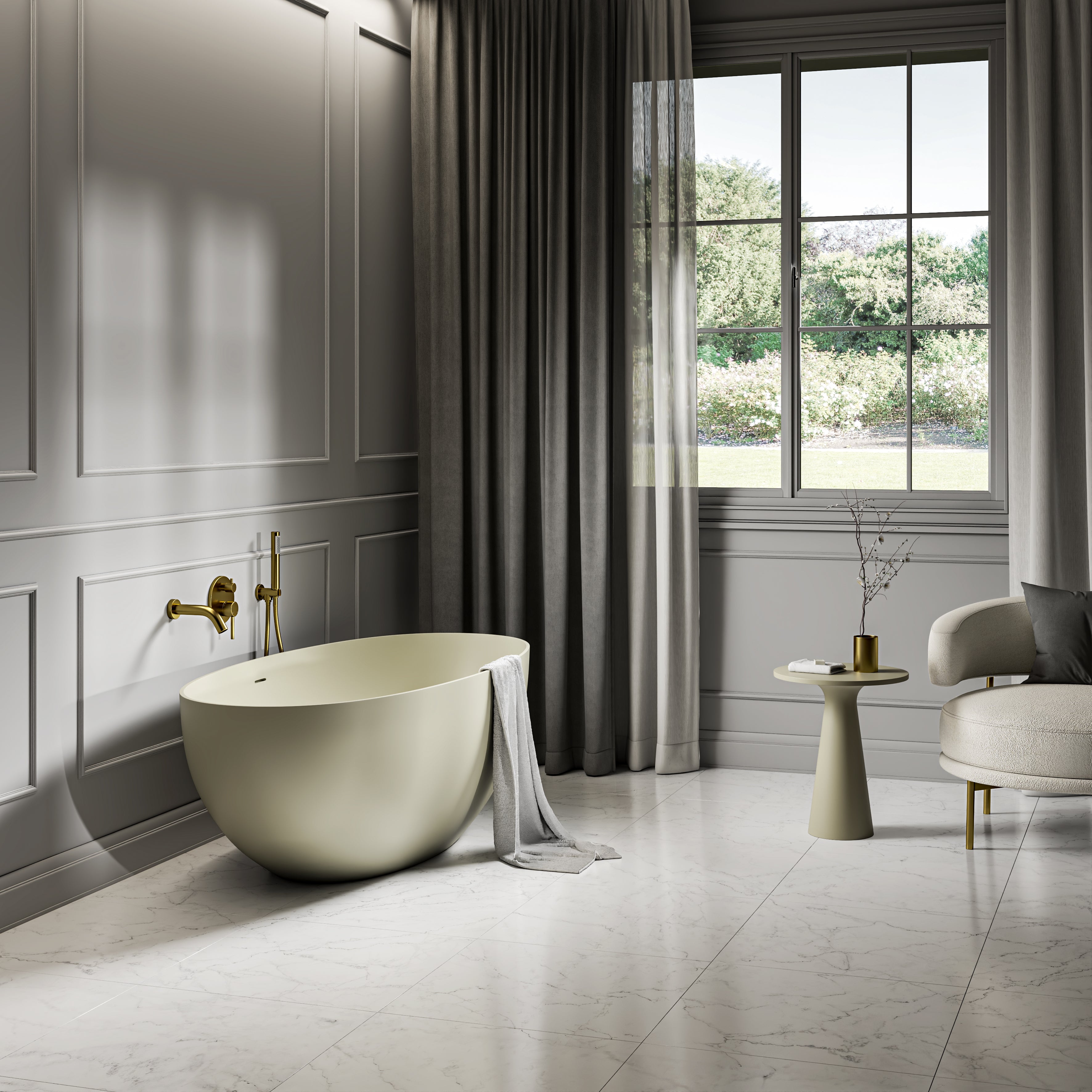 Bromley Freestanding Sage Stone Bath 1700mm