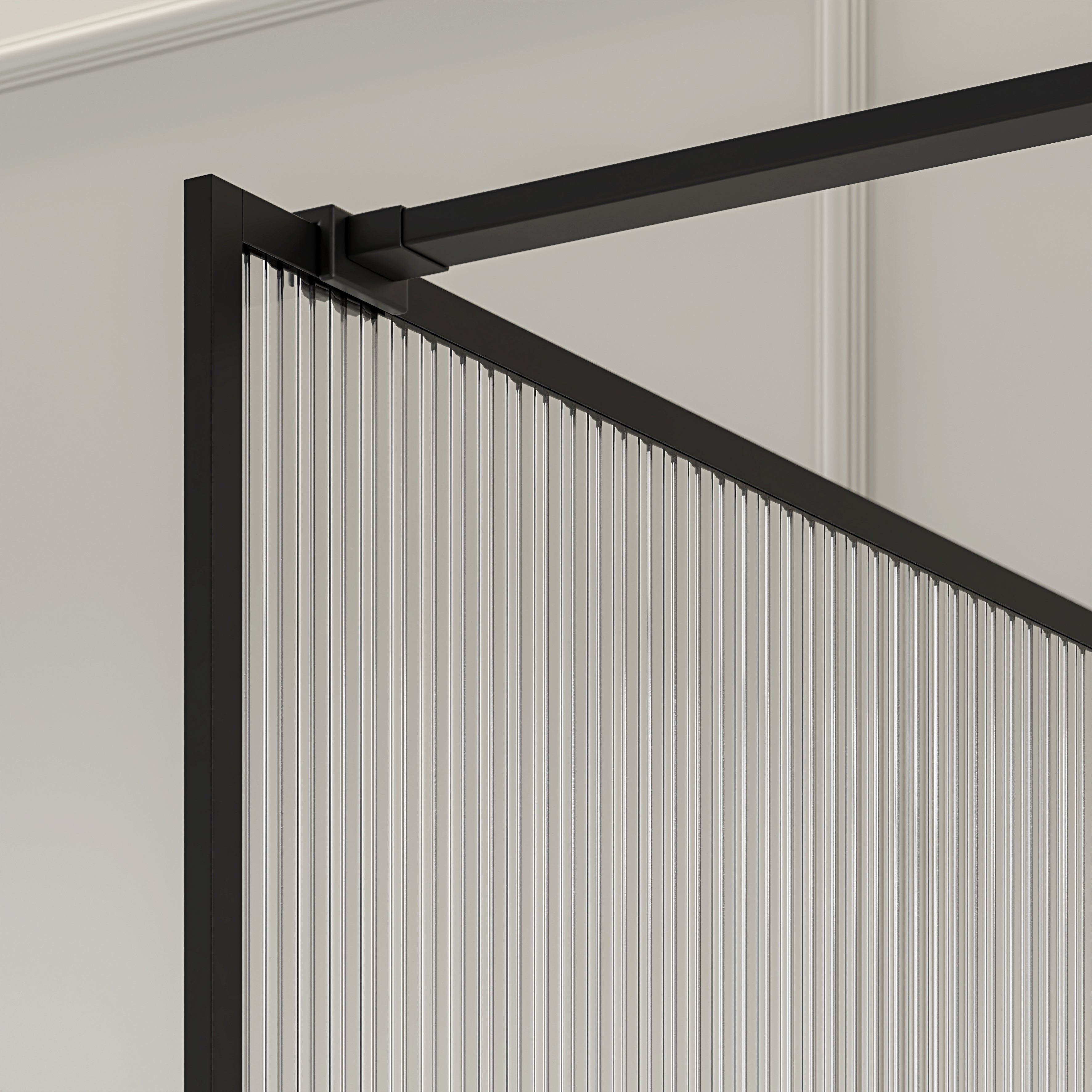 Otley Reeded Glass Matte Black Shower Screen