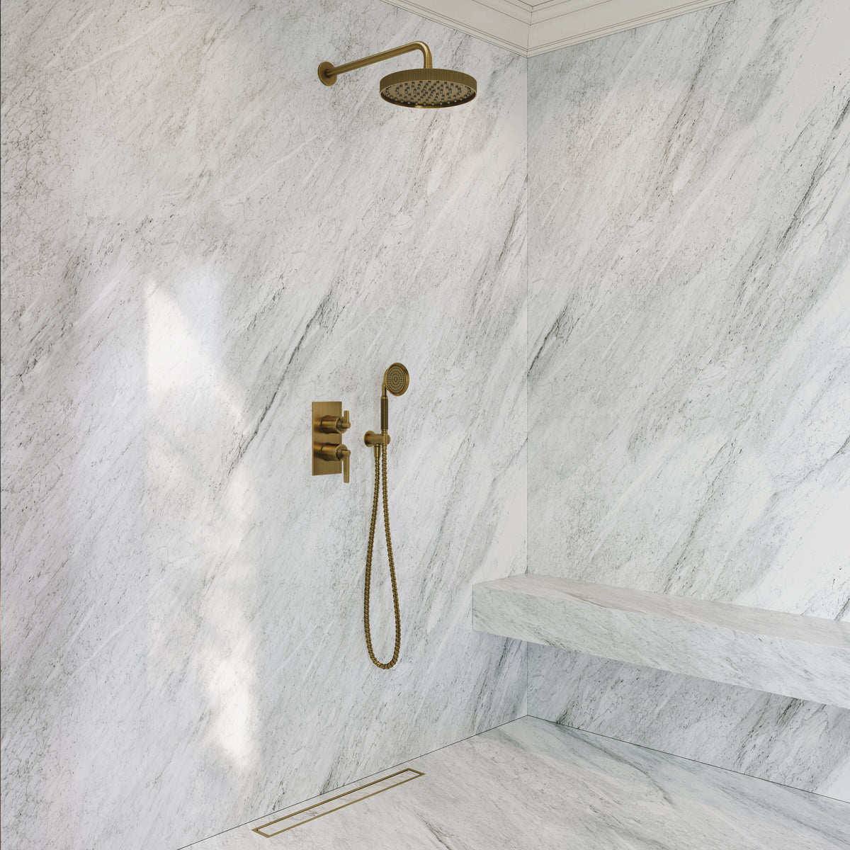 Pembury Brushed Bronze Thermostatic Shower With Handheld Shower