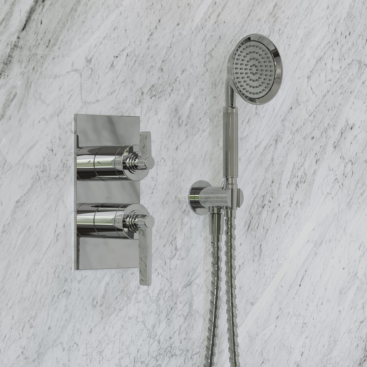 Pembury Polished Nickel Thermostatic Shower With Handheld Shower