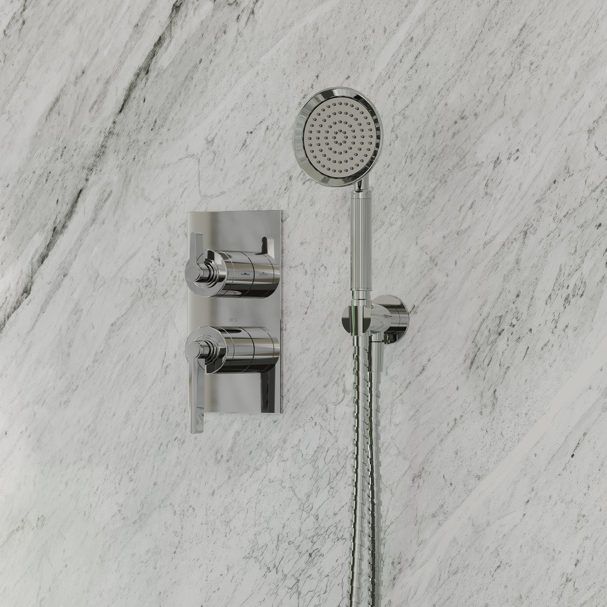 Pembury Polished Nickel Thermostatic Shower With Handheld Shower