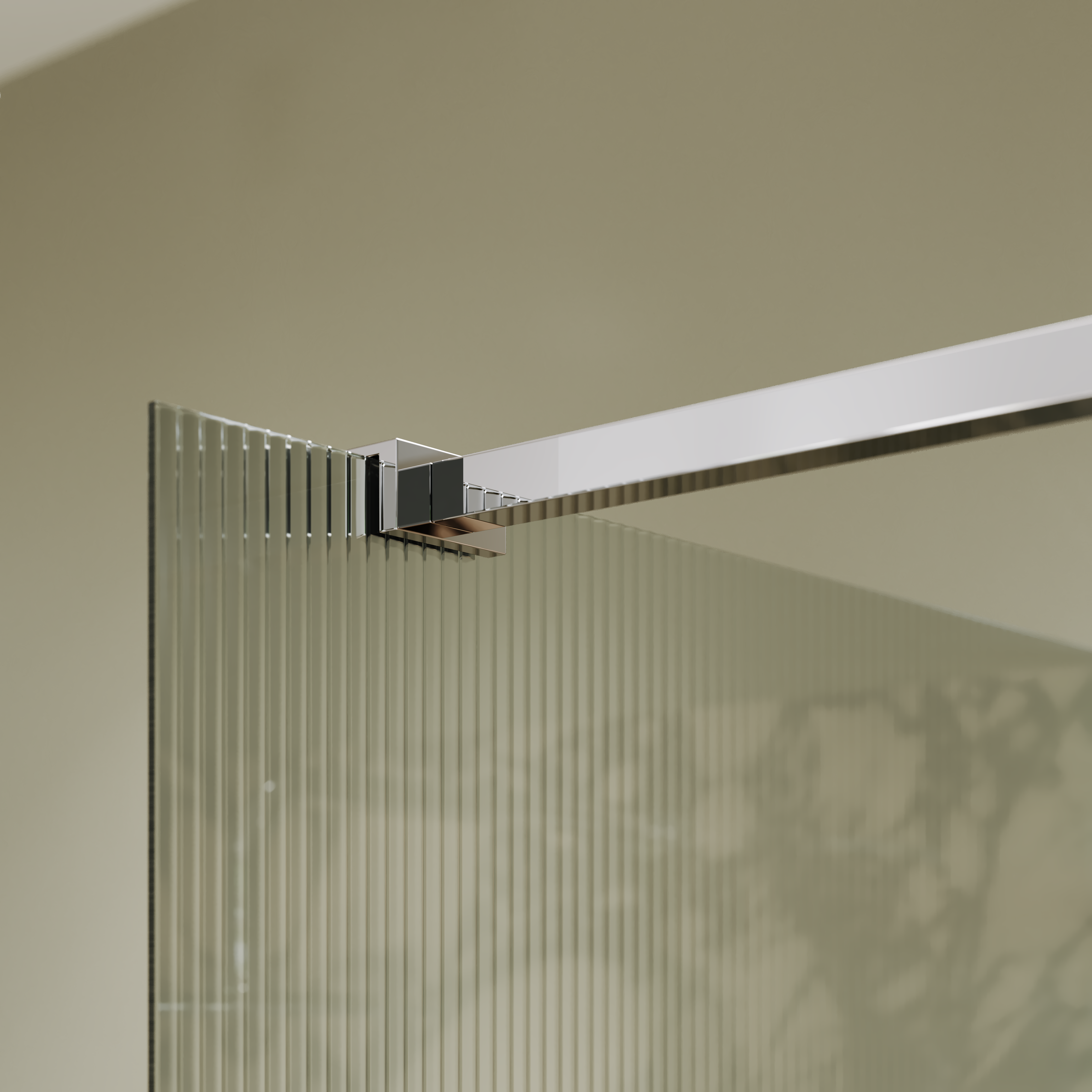 Sterling Reeded Frameless Chrome Shower Screen