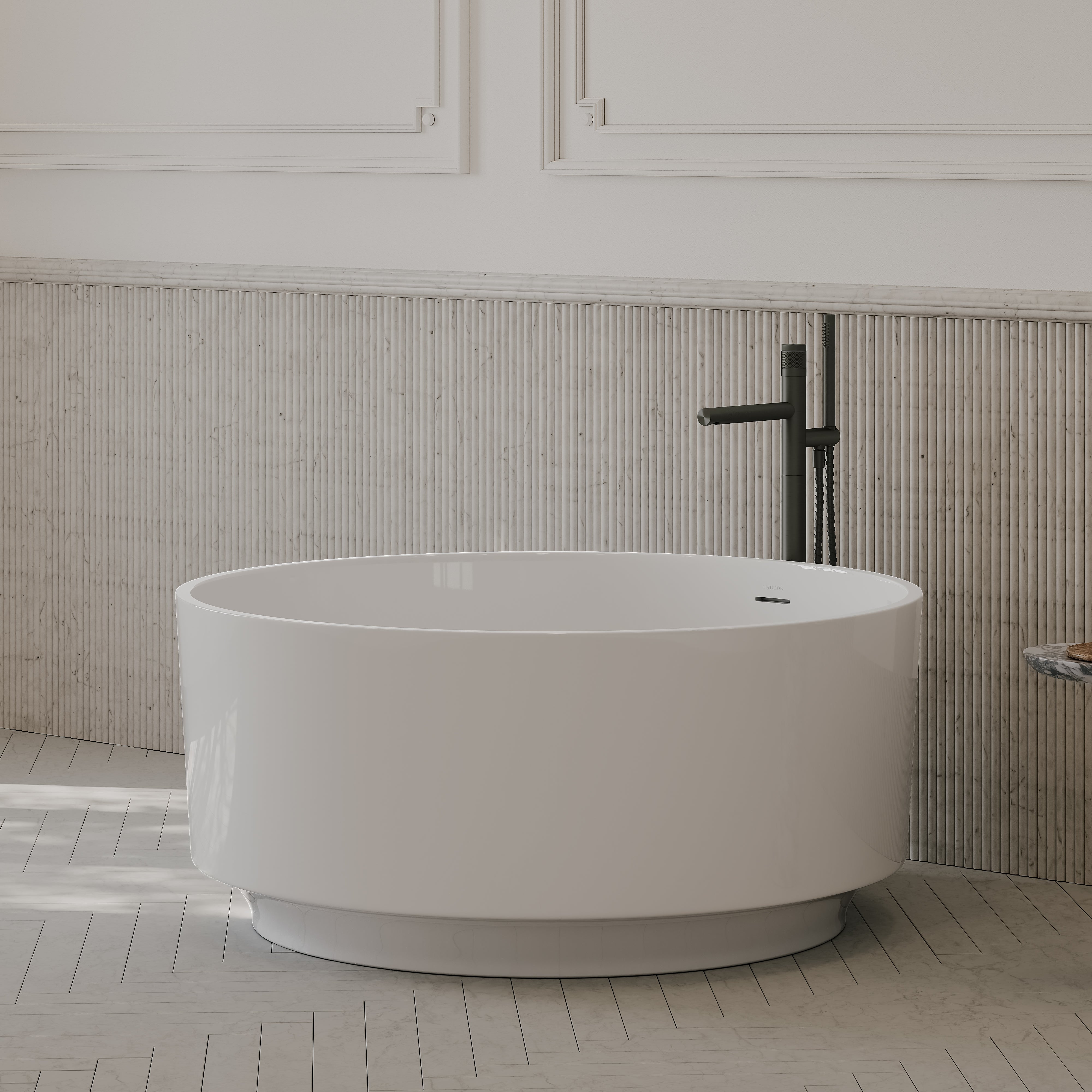 Rosewood White Freestanding Round Stone Bath 1250mm