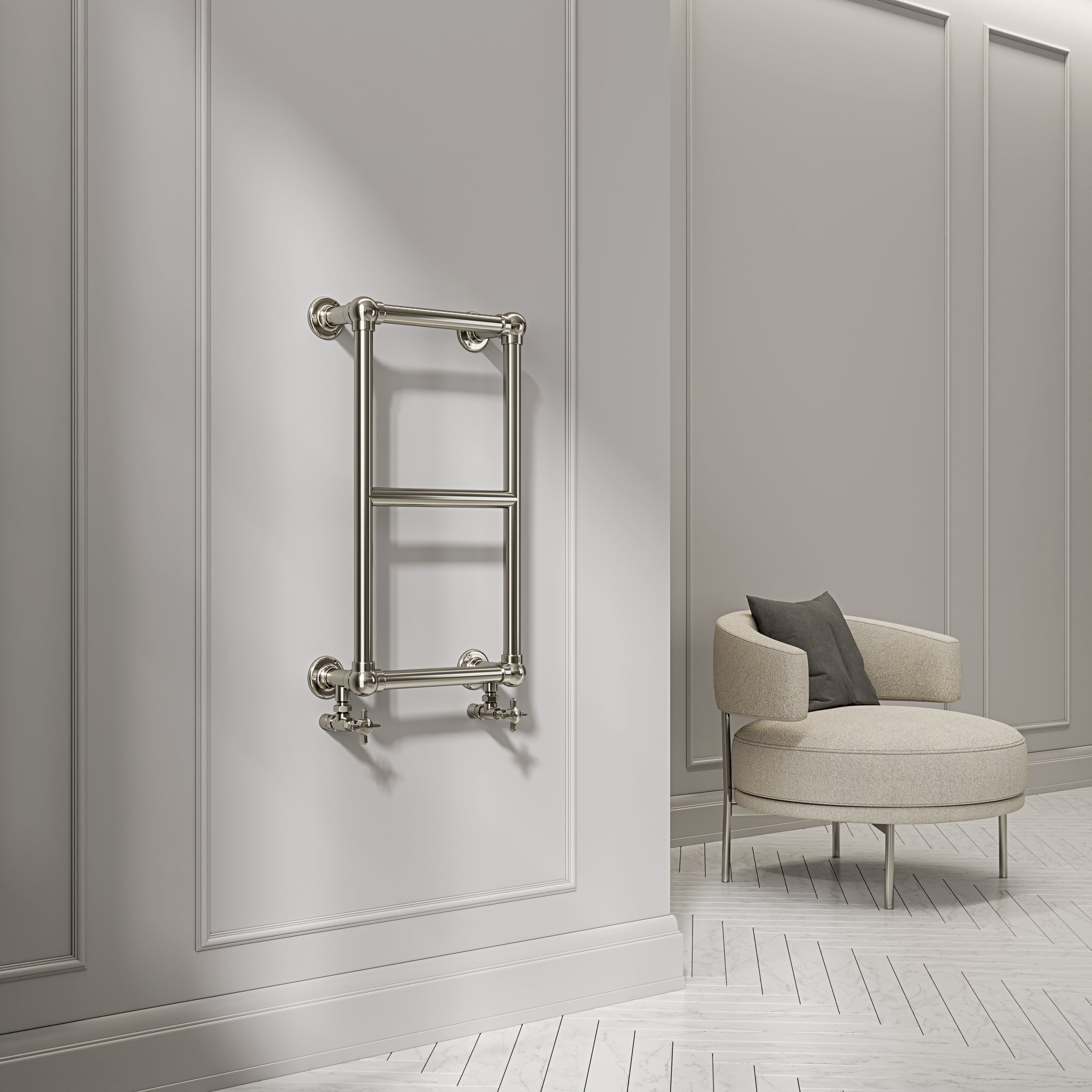 Camden Wall Mounted 3-bar Traditional Heated Towel Warmer Radiator Polished Nickel