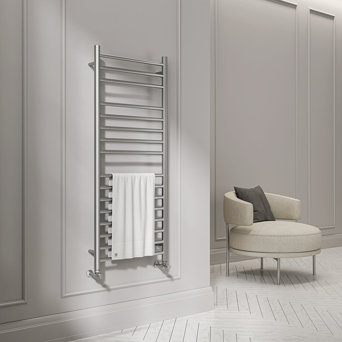 Turin 1200mm Brushed Stainless Designer Towel Radiator