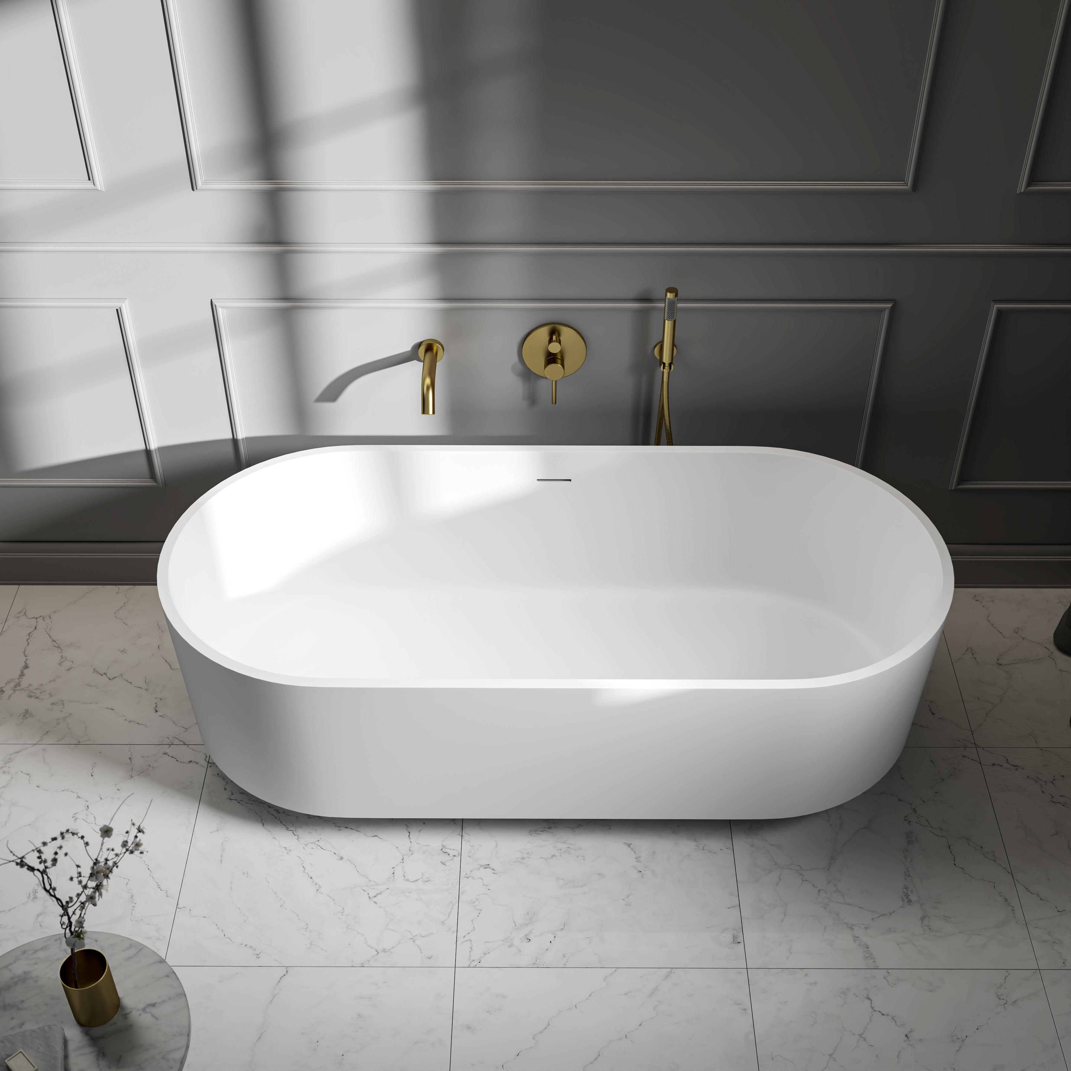 Rowley White Freestanding Stone Bath 1700mm