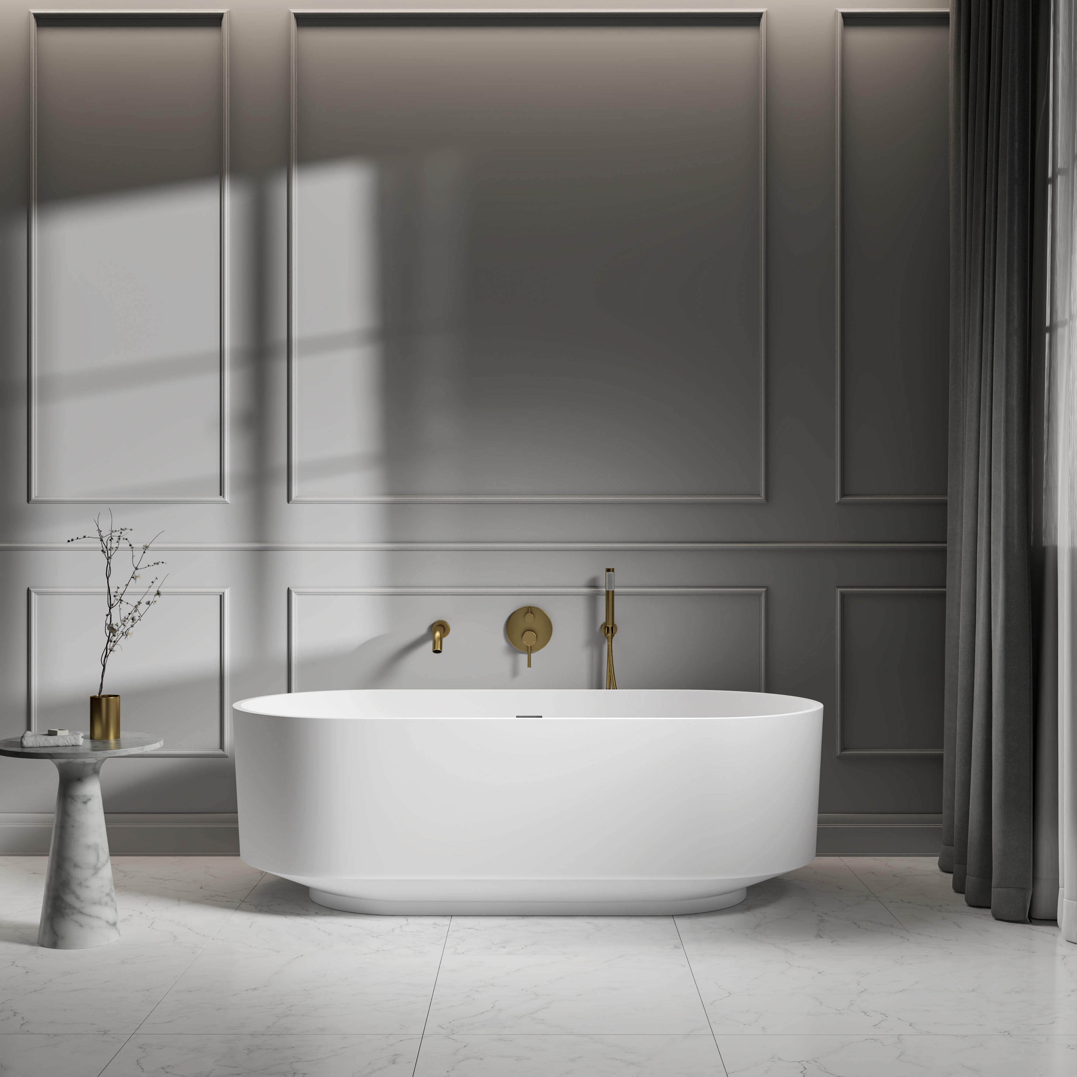 Rowley White Freestanding Stone Bath 1700mm