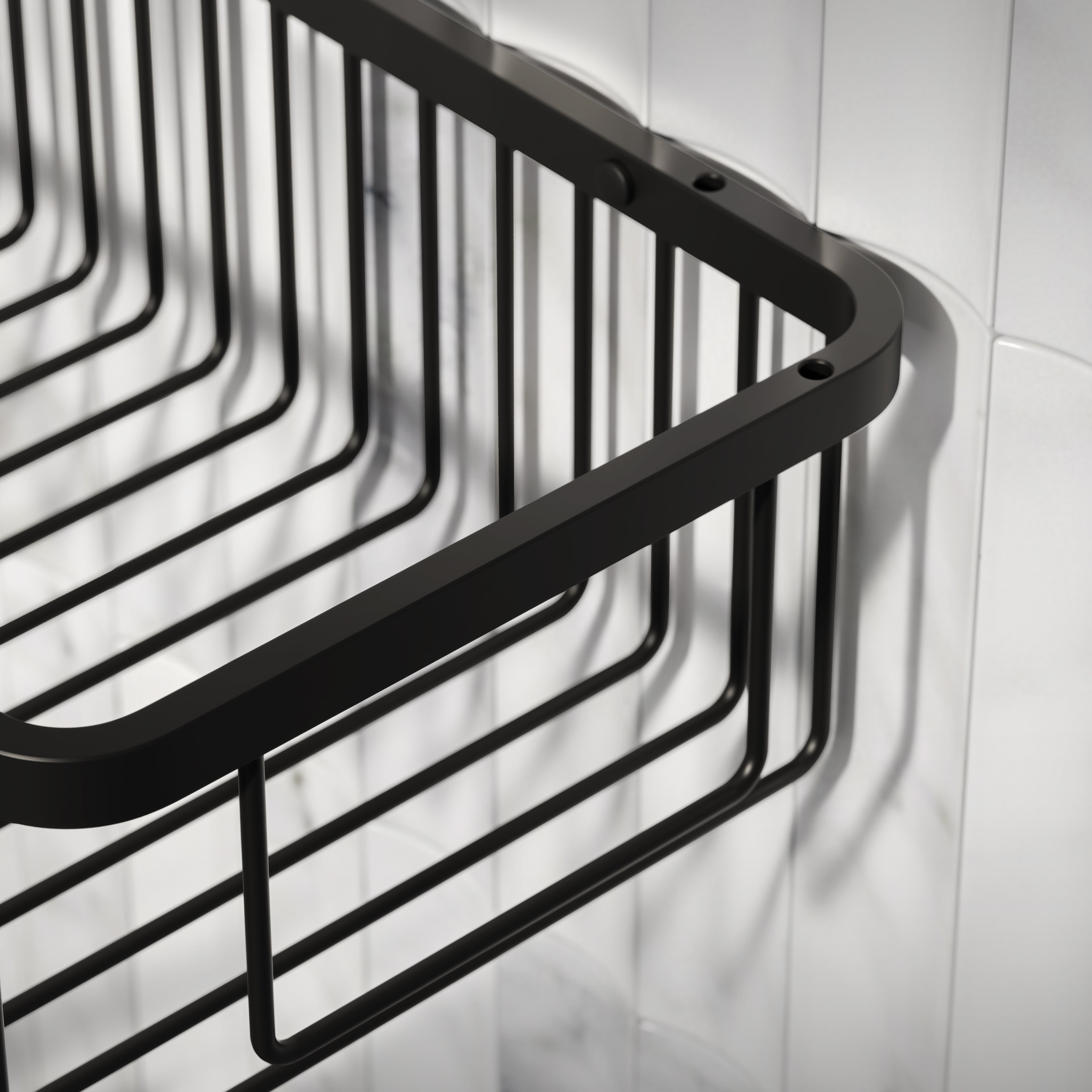 Nuvo Rectangular Shower Storage Basket Matte Black