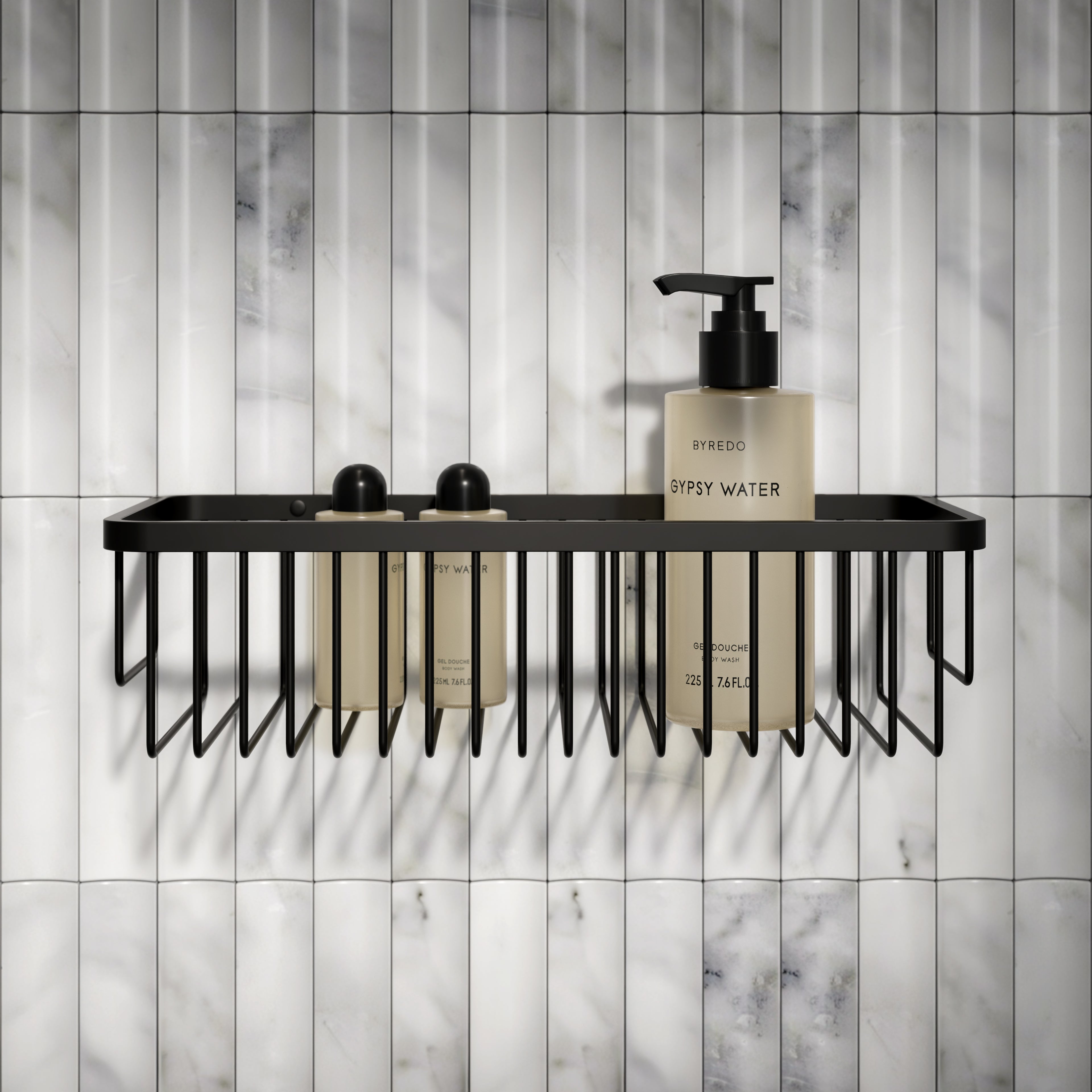 Nuvo Rectangular Shower Storage Basket Matte Black