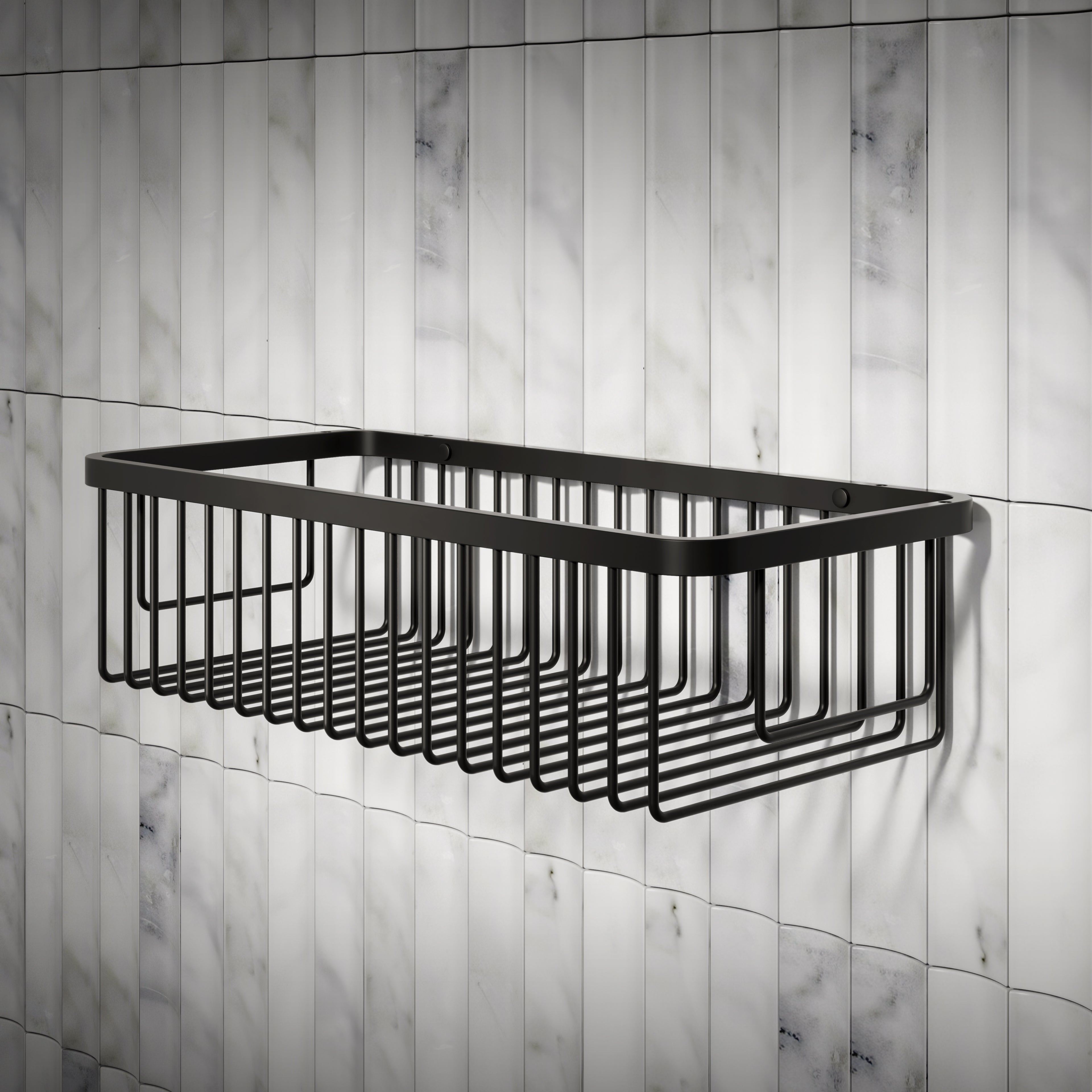 Nuvo Rectangular Shower Storage Basket Matte Black