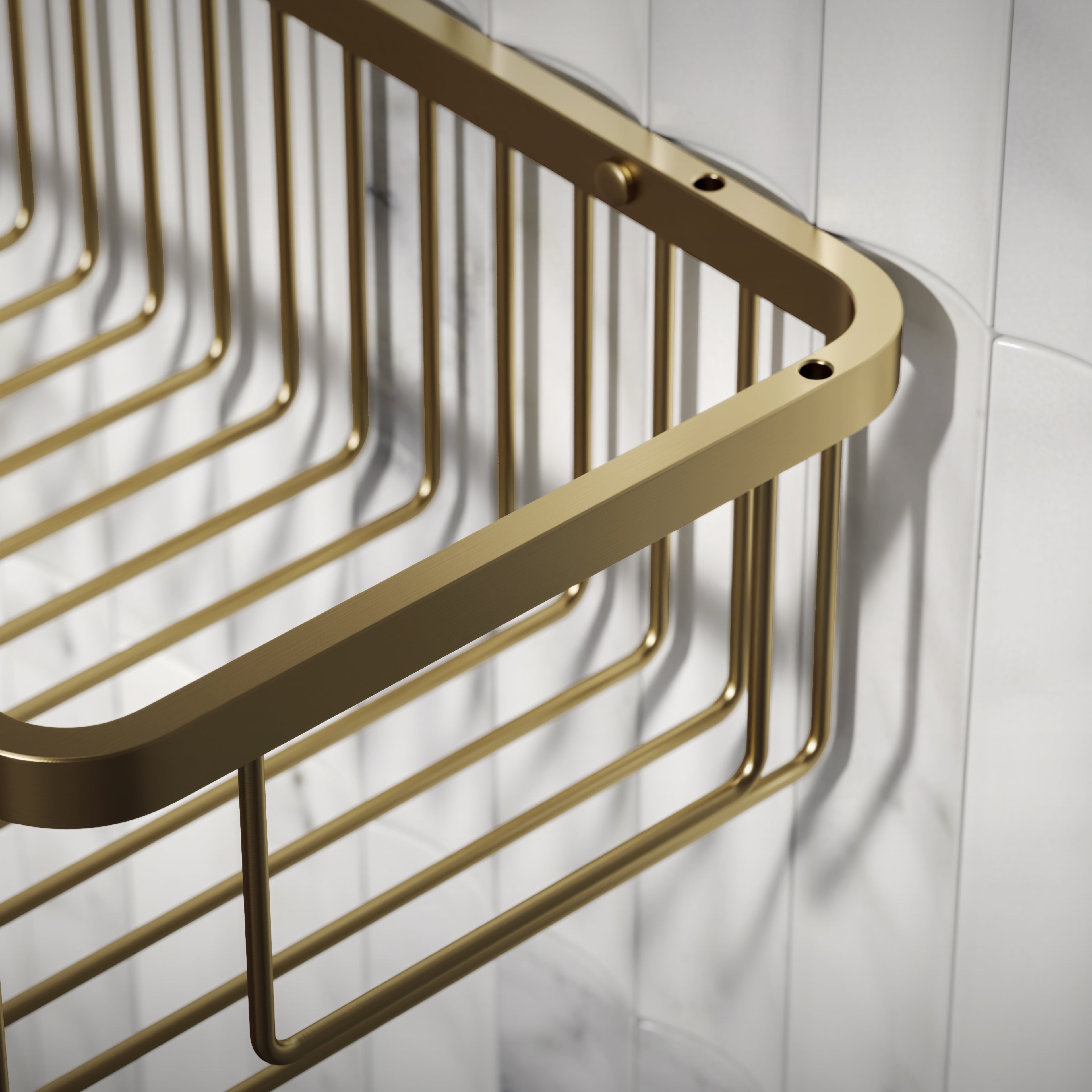 Nuvo Rectangular Shower Storage Basket Brushed Gold