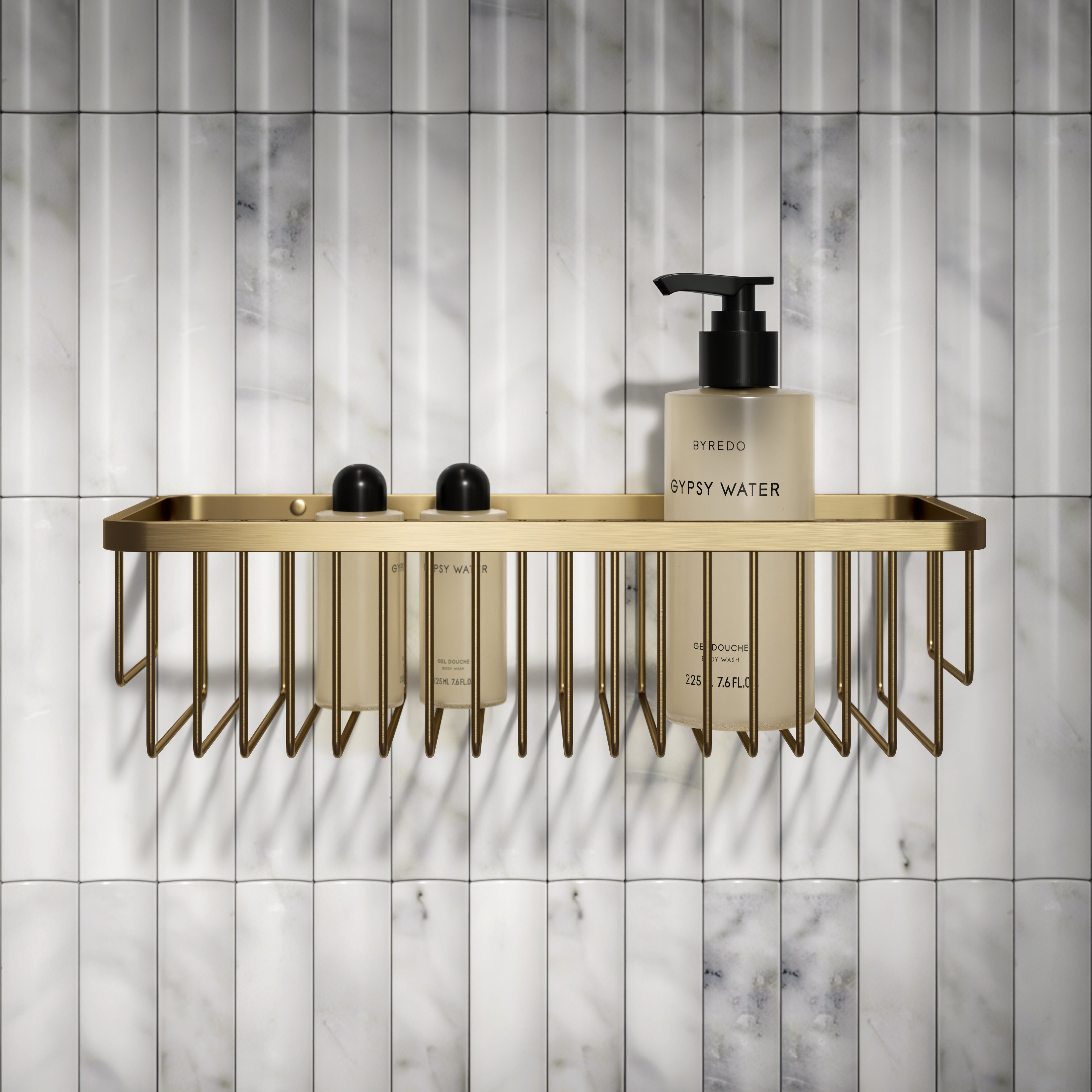 Nuvo Rectangular Shower Storage Basket Brushed Gold