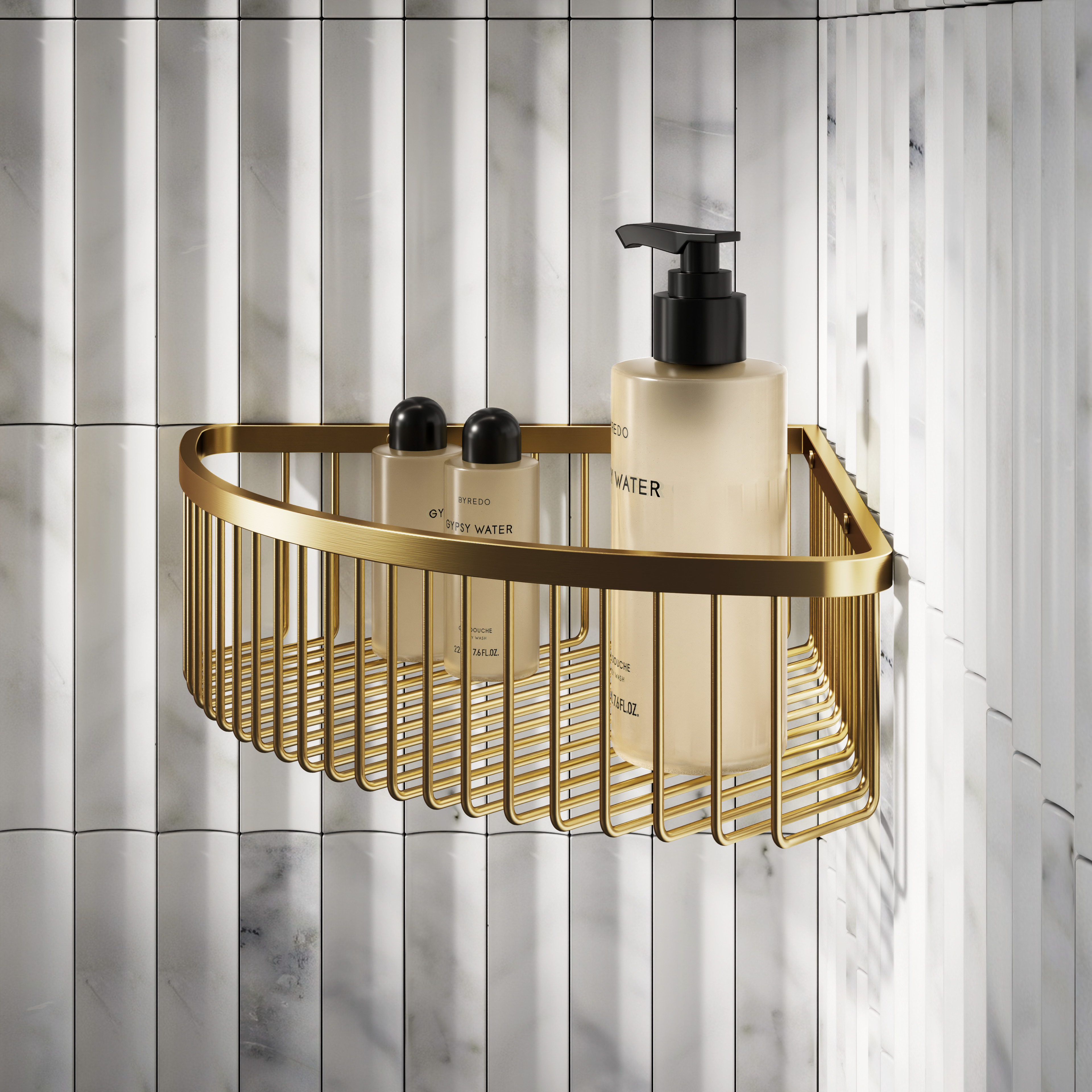 Nuvo Corner Shower Storage Basket Brushed Gold