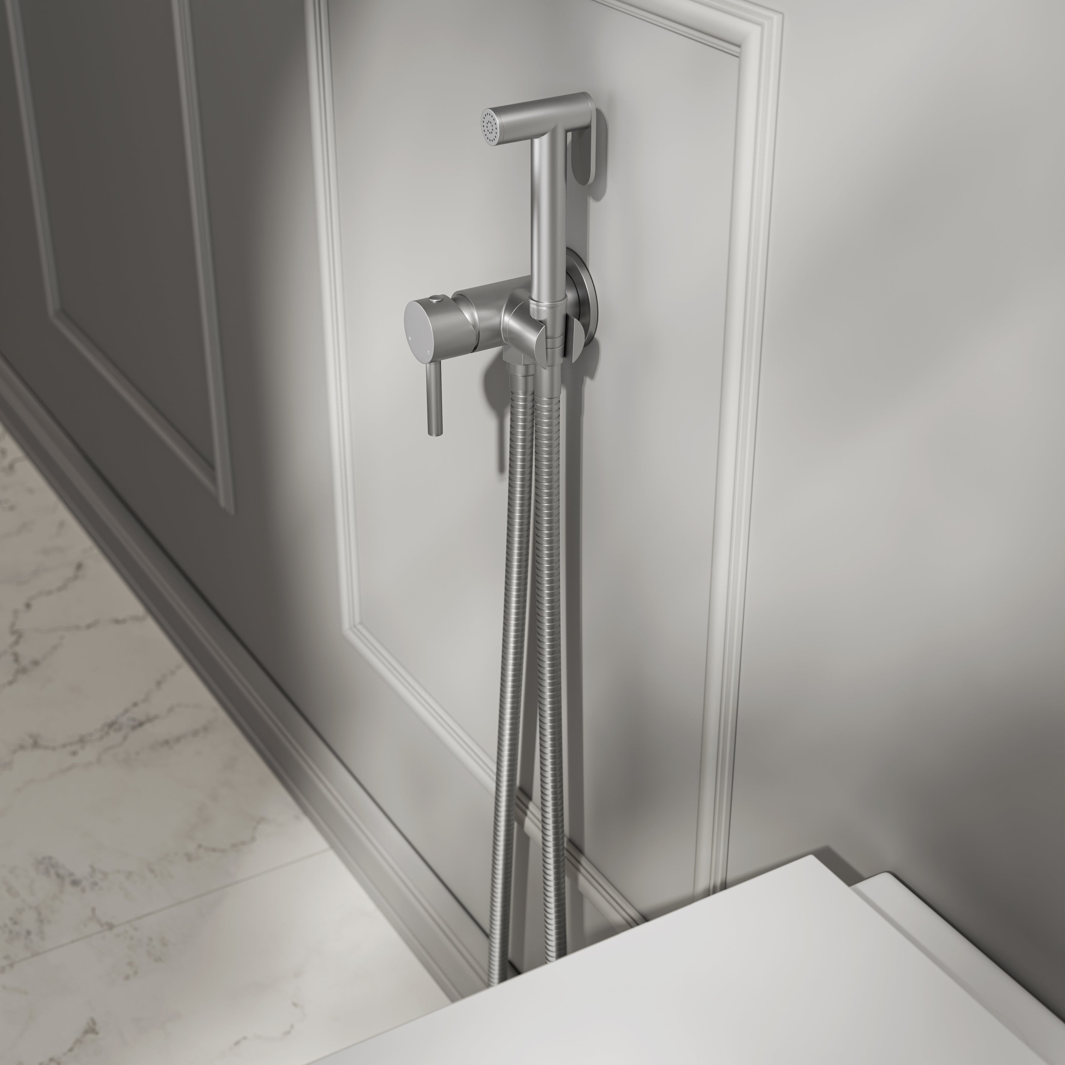 Nuvo Brushed Stainless Temperature Controlled Douche Shower Spray Kit