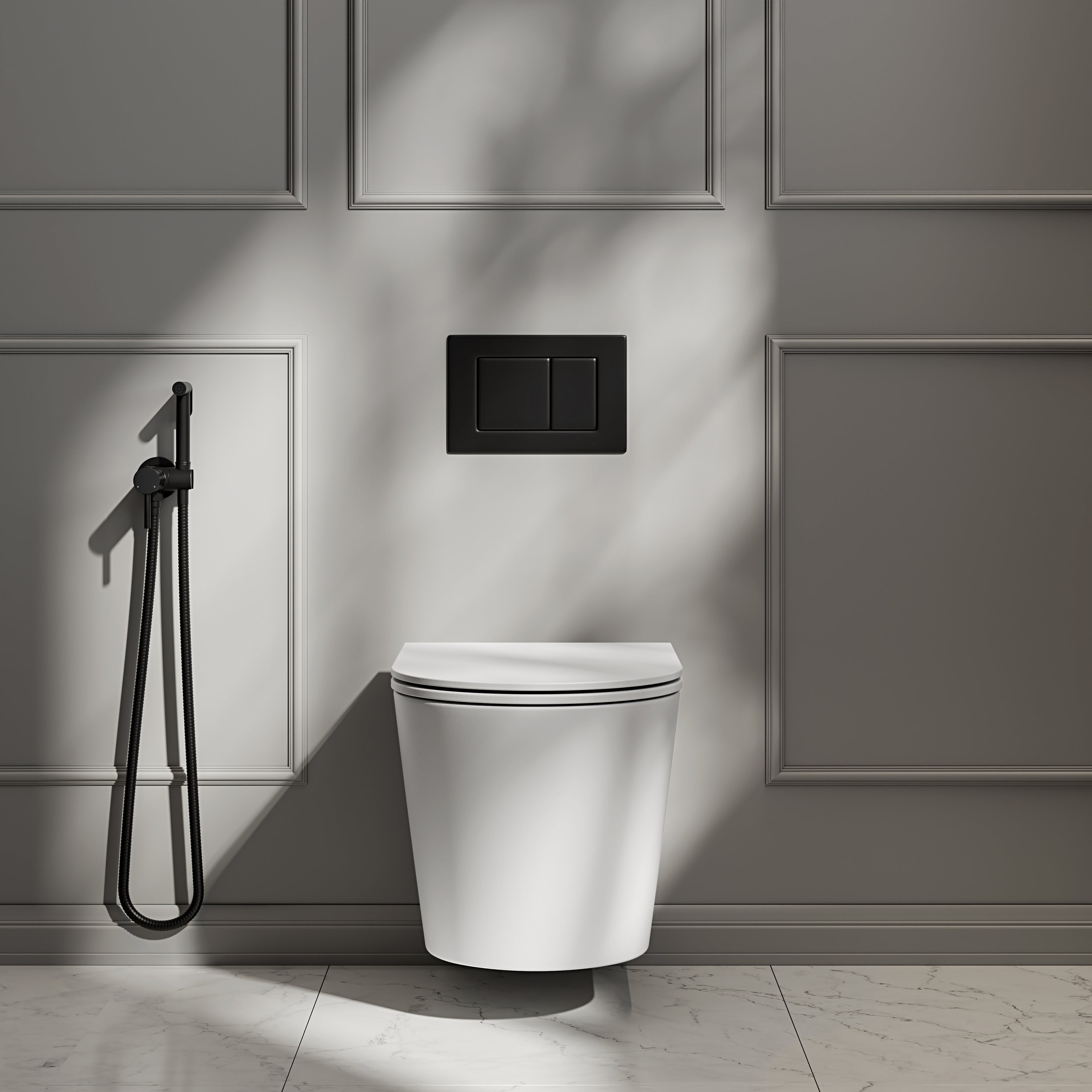 Nuvo Matte Black Temperature Controlled Douche Shower Spray Kit