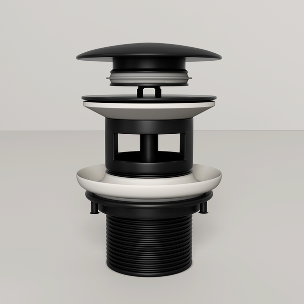 Nuvo Matte Black Slotted Click Clack Basin Waste