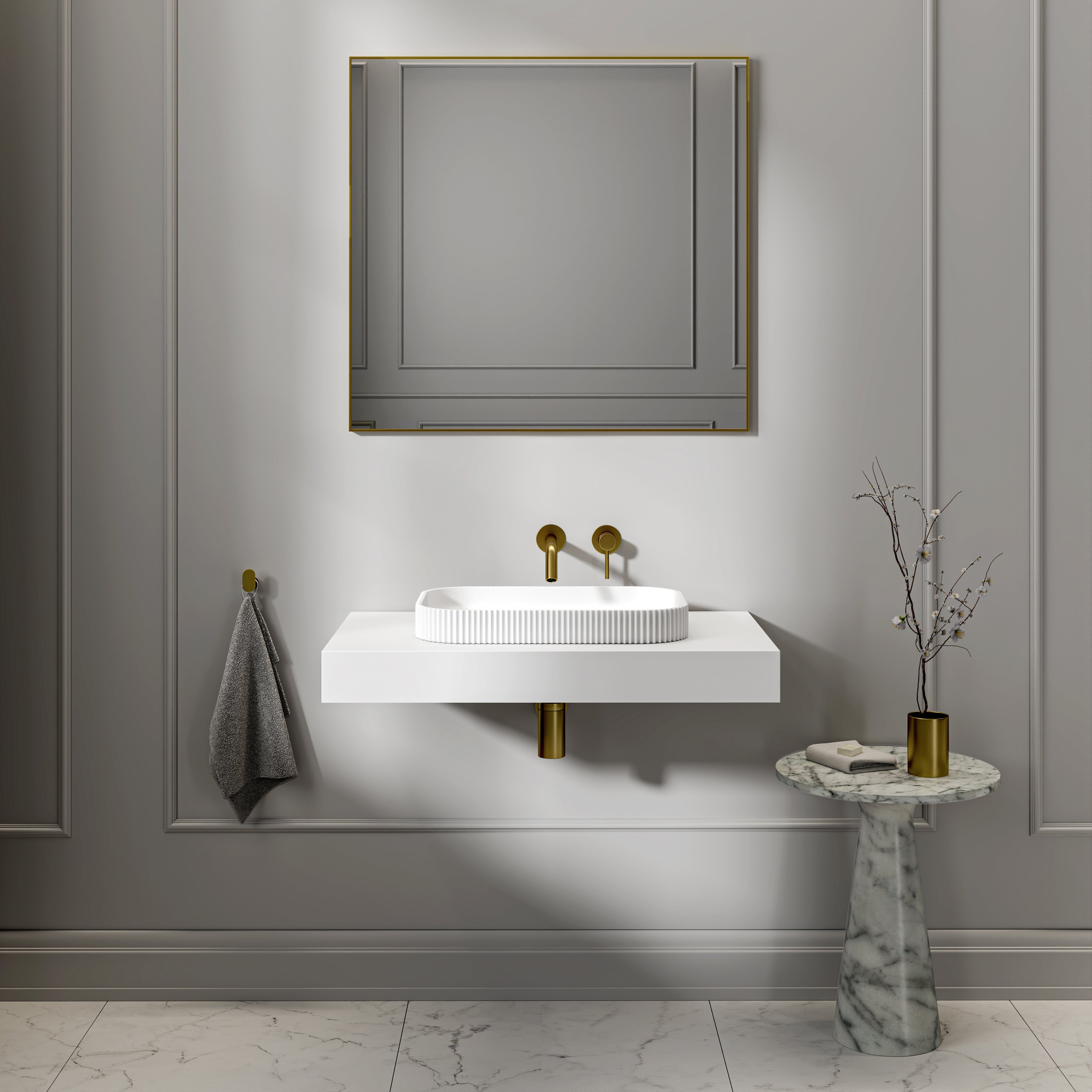 Stamford Matte White Countertop Stone Basin 500mm