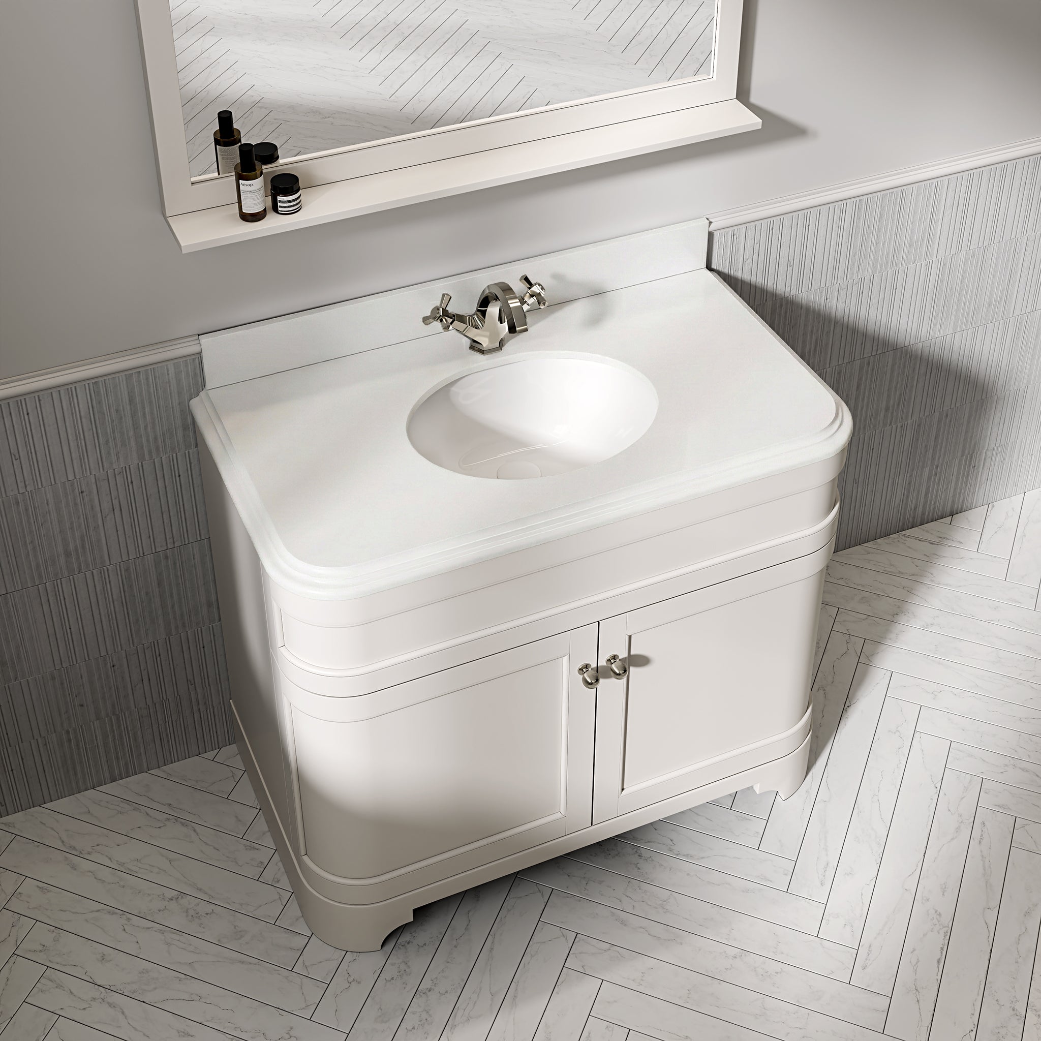 Cobham Quartz Floorstanding Vanity Unit (Matte Cream) 1000mm