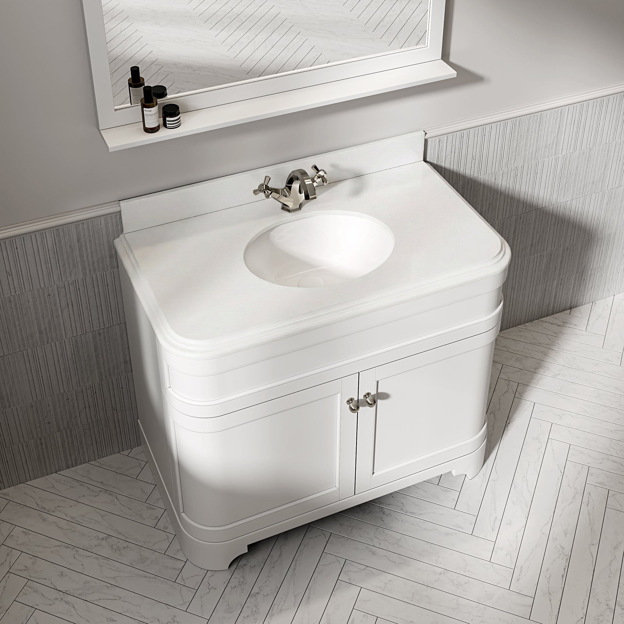 Cobham Quartz Floorstanding Vanity Unit (Matte White) 1000mm