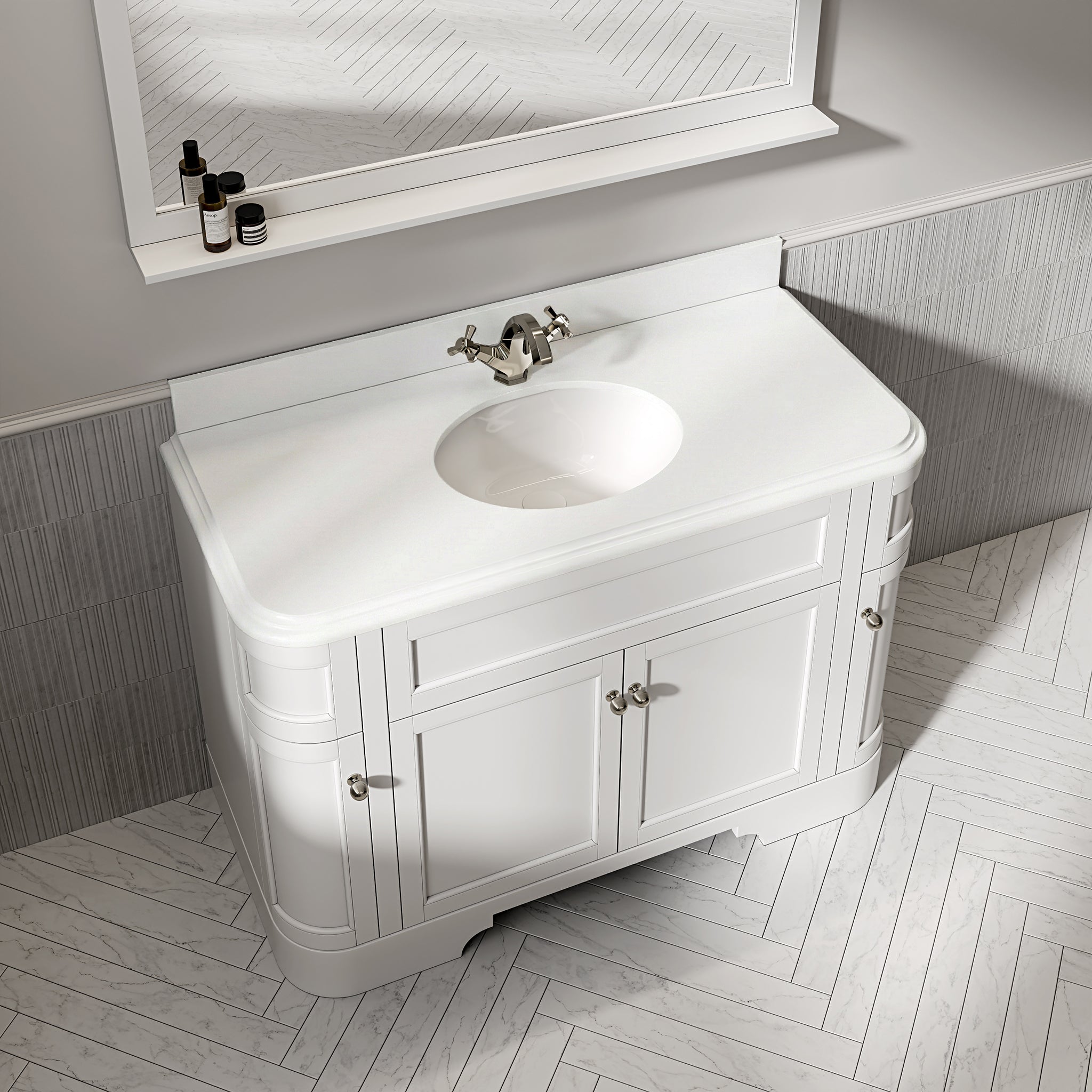 Cobham Quartz Floorstanding Vanity Unit (Matte White) 1200mm