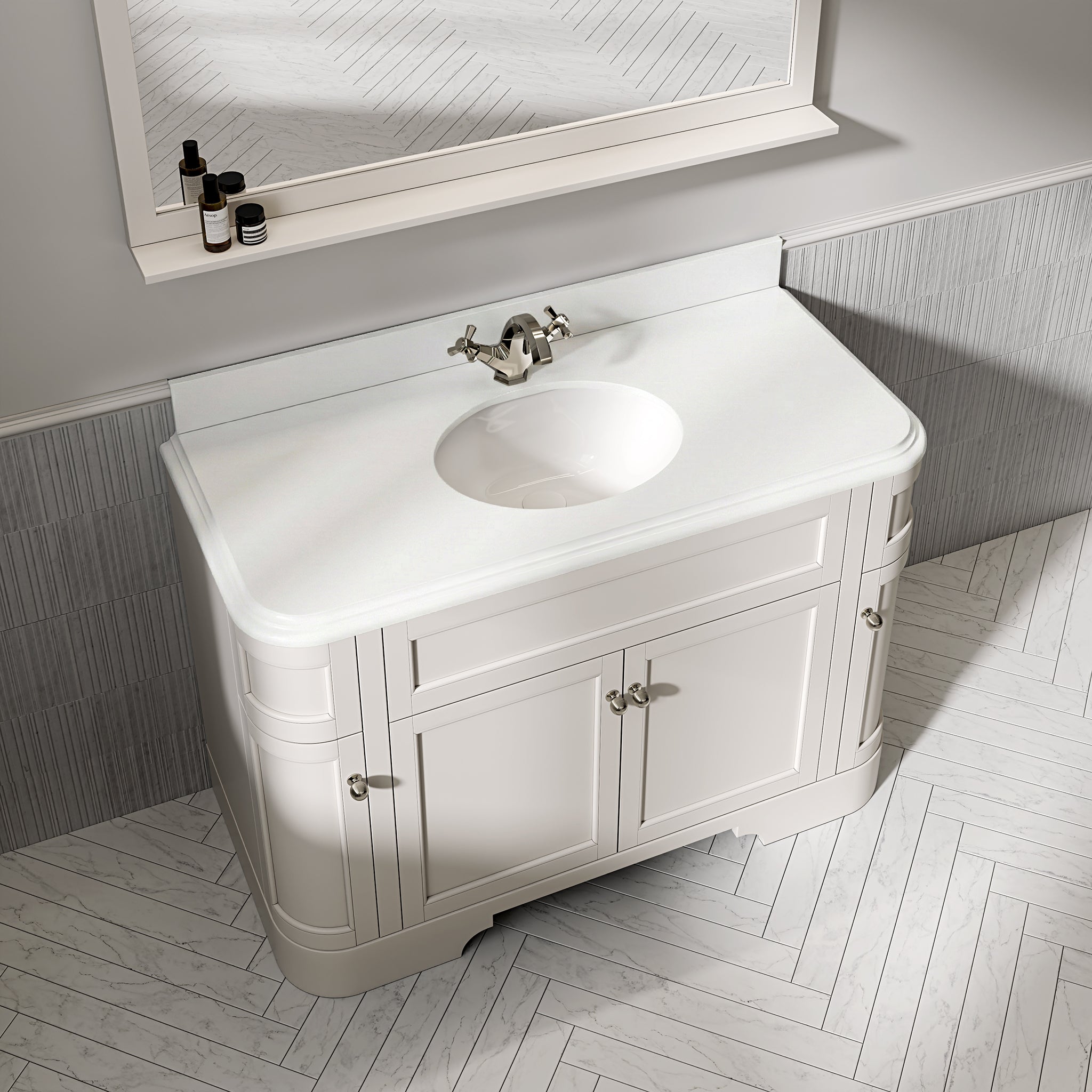 Cobham Quartz Floorstanding Vanity Unit (Matte Cream) 1200mm